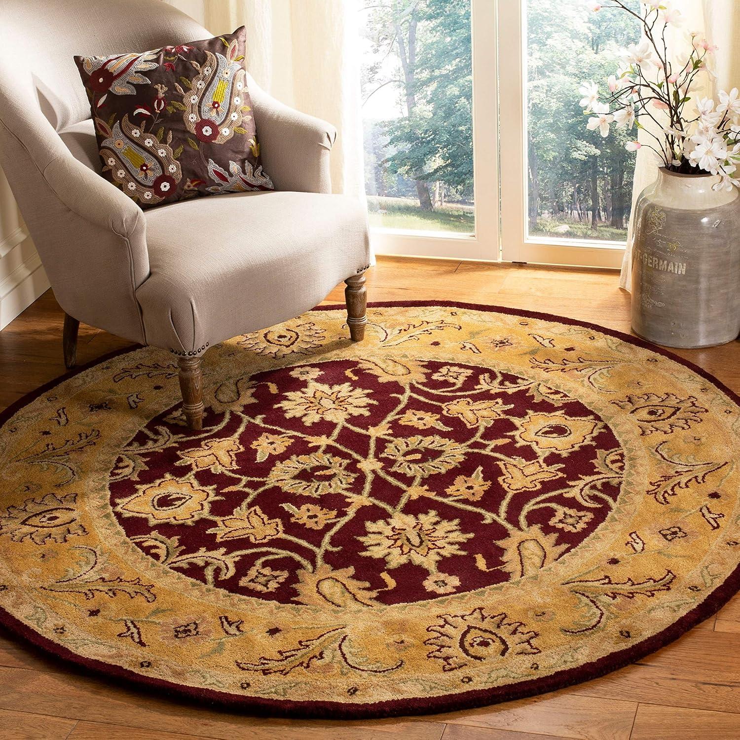 SAFAVIEH Classic Karolina Floral Bordered Wool Area Rug, Burgundy/Gold, 4' x 6'
