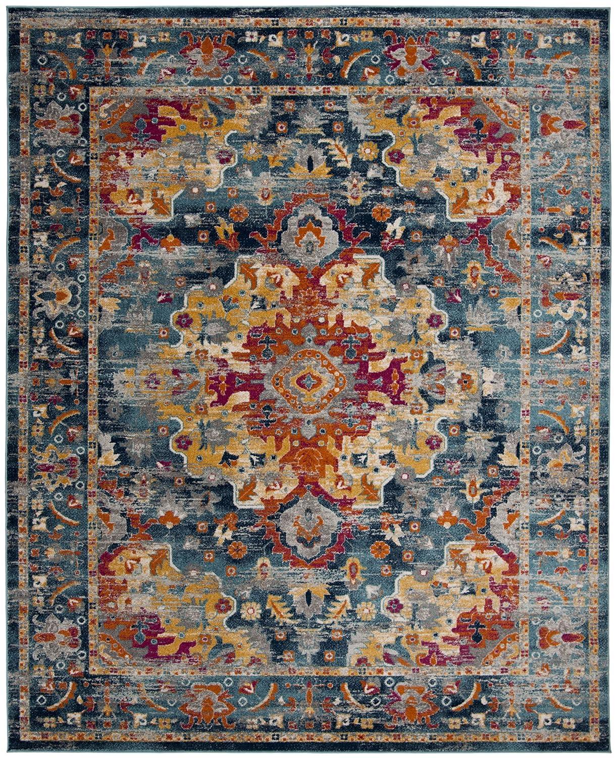 Madison MAD154 Power Loomed Indoor Area Rug - Teal/Fuchsia - 9'x12' - Safavieh
