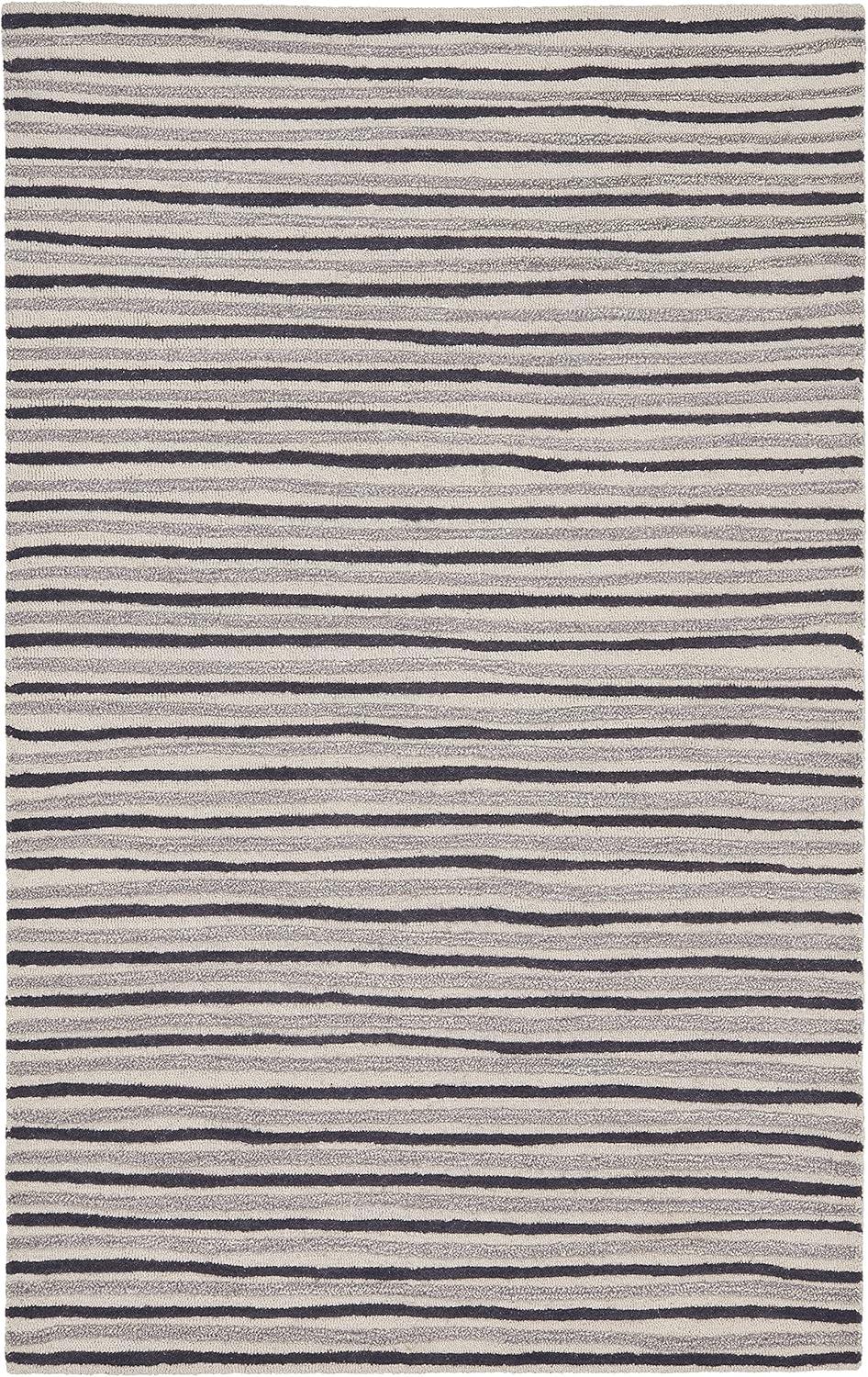 Martha Stewart Hand Drawn Stripe - MSR3619 - Indoor Hand Tufted Area Rugs - Wampum Purple - 2'6"x4'3"