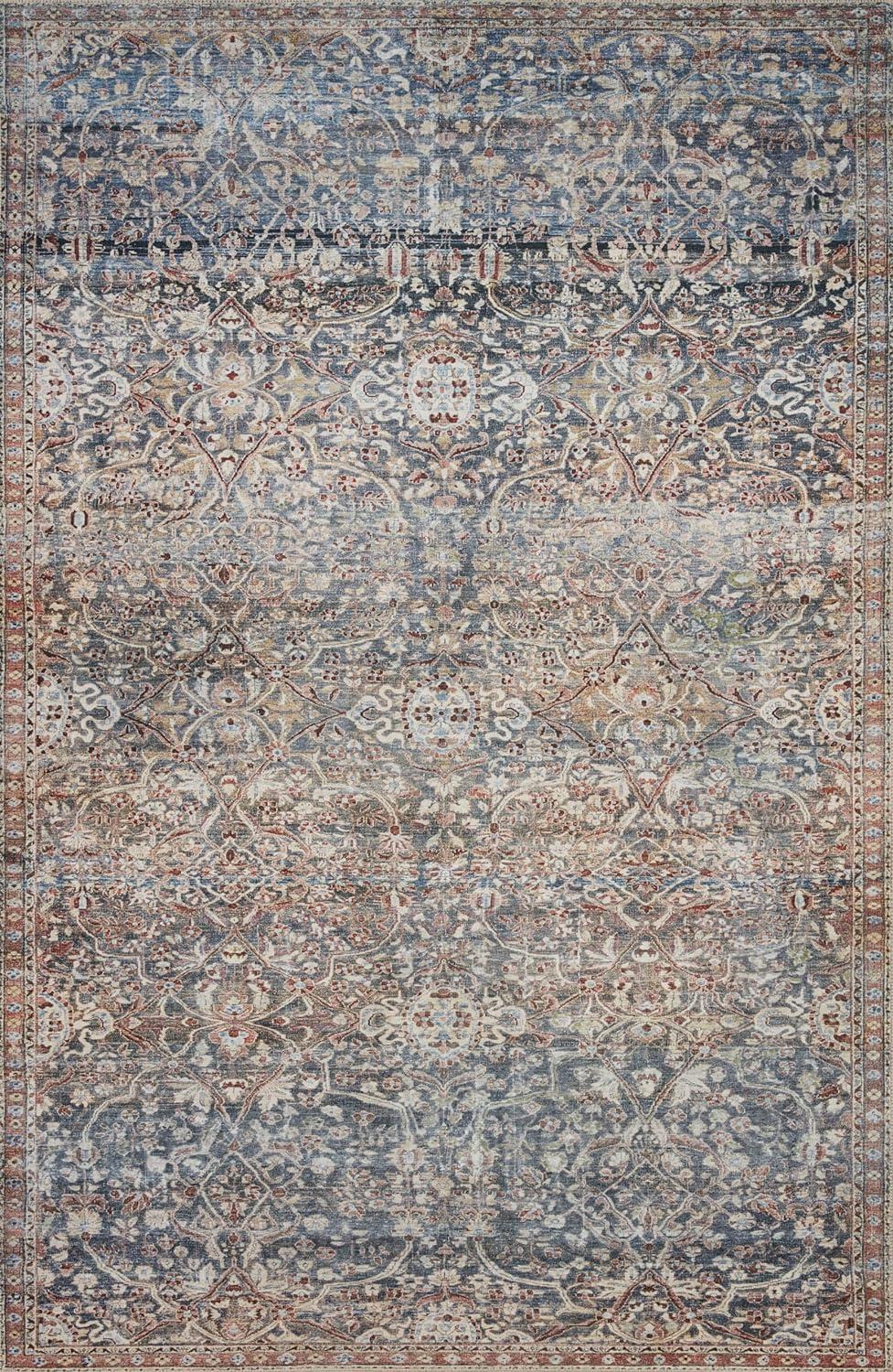 Vintage Denim Spice 30" x 114" Easy-Care Polyester Area Rug