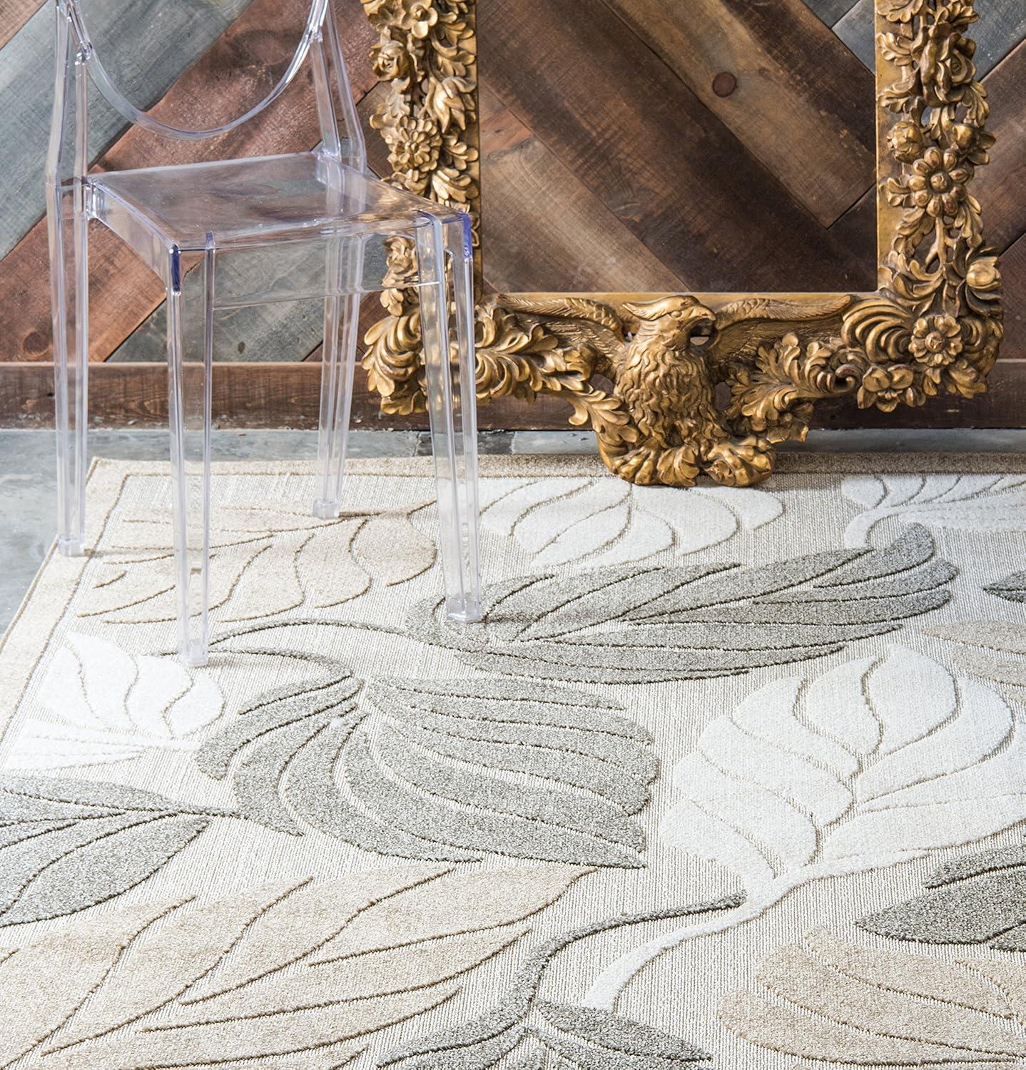 Unique Loom 6' 1 x 9' 0 Beige Outdoor Botanical Augusta Area Rug