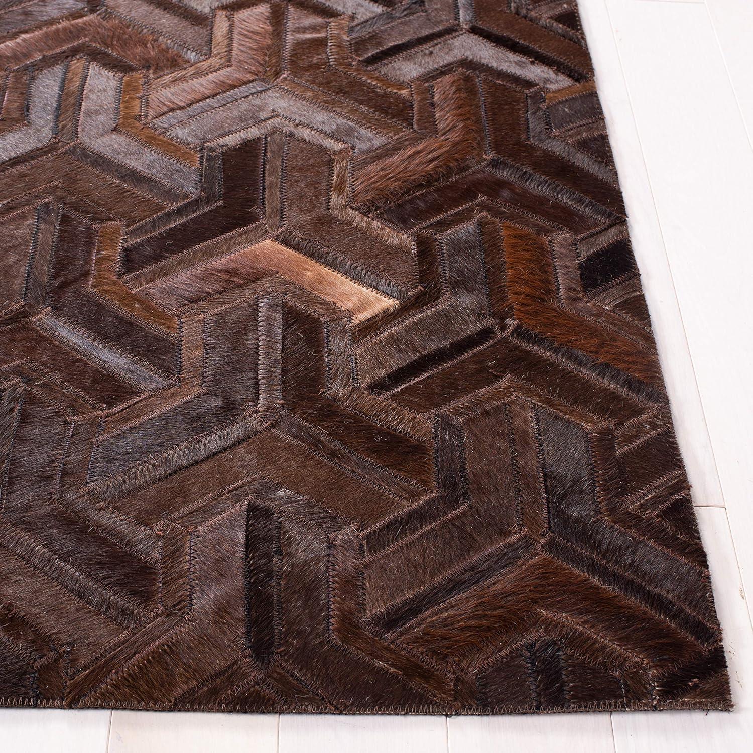 Studio Leather STL817 Hand Woven Area Rug - Brown/Light Brown - 5'x8' - Safavieh.