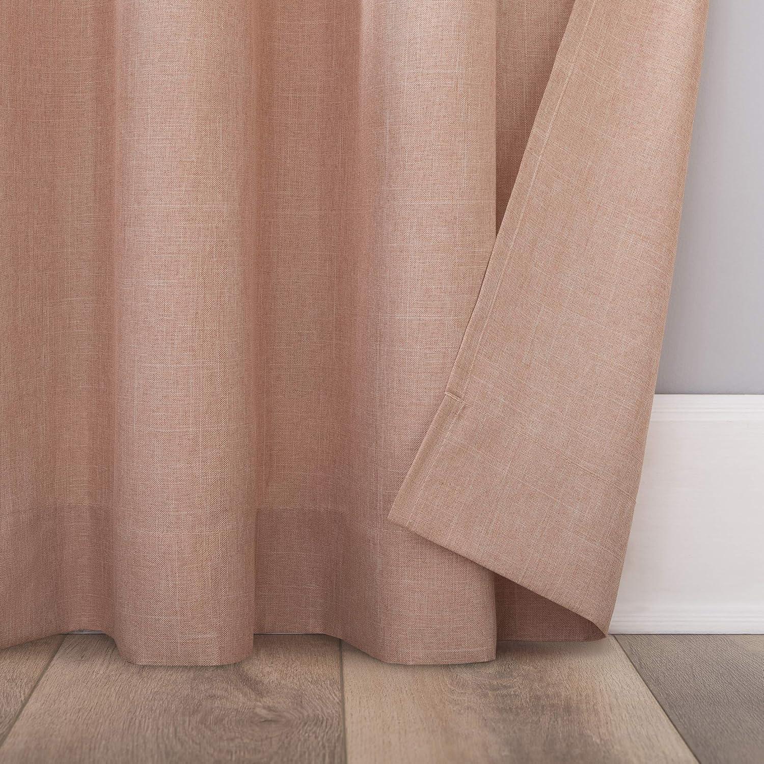40"x84" No. 918 Light Filtering Semi-Sheer Joshua Heathered Texture Tab Top Curtain Panel Pink: Modern Sheer Curtain