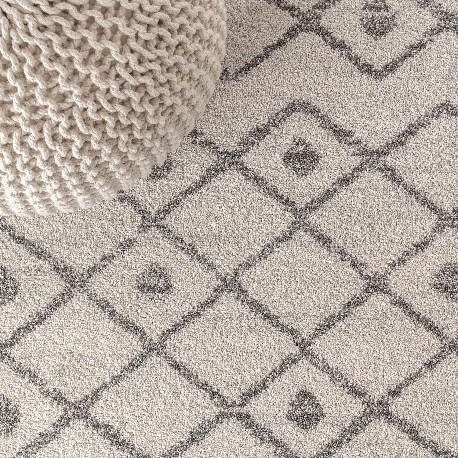 8'x10' Aksil Moroccan Beni Souk Area Rug, Cream/Gray - JONATHAN Y