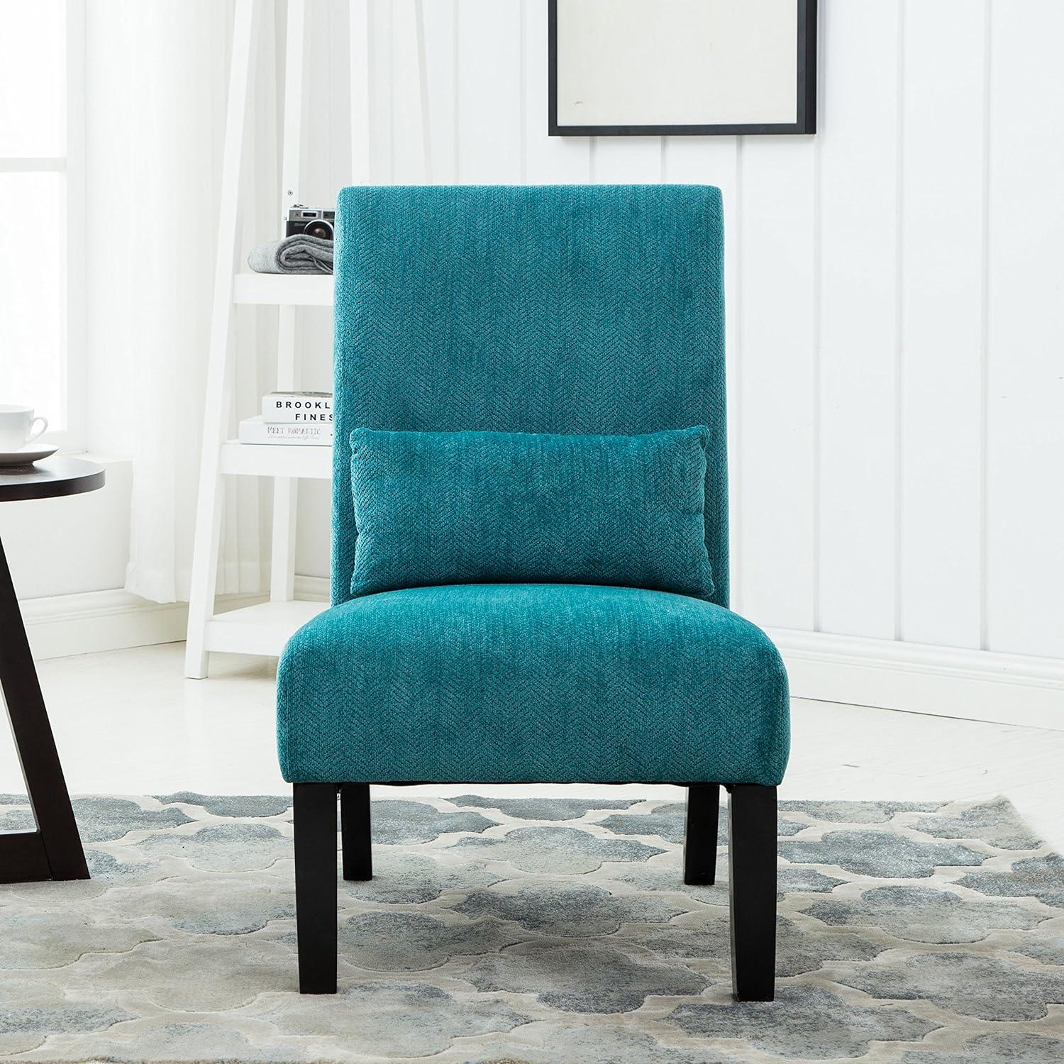 Contemporary Slipper Accent Chair in Green with Espresso Wood Finish