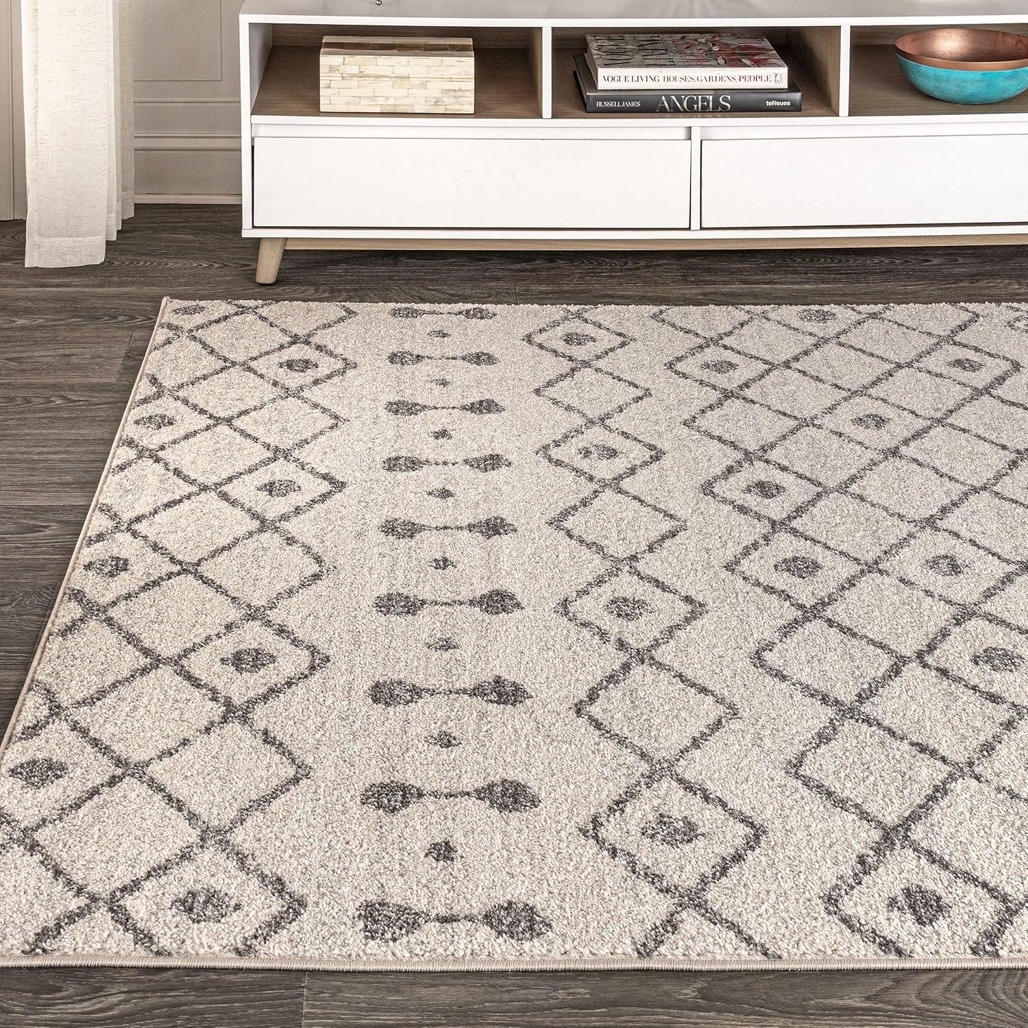 8'x10' Aksil Moroccan Beni Souk Area Rug, Cream/Gray - JONATHAN Y