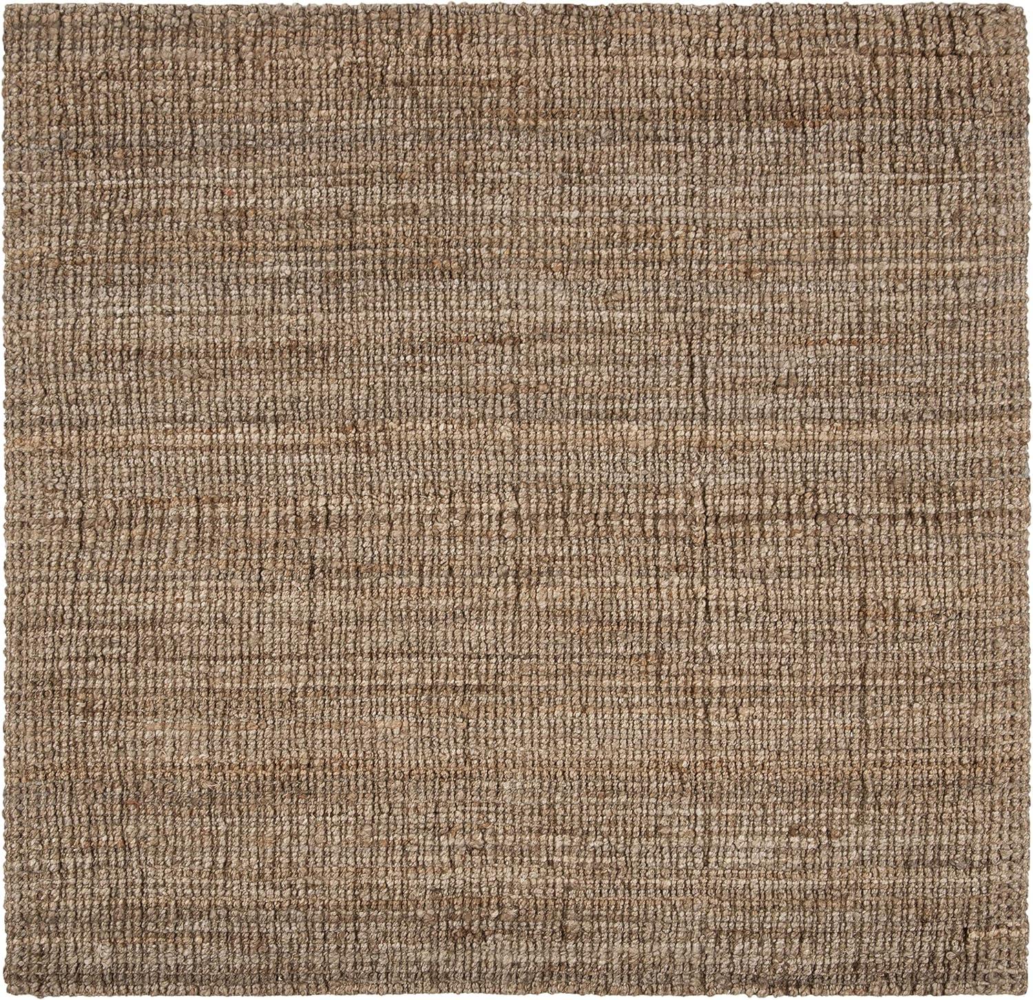 Handmade Natural Grey Jute Square Area Rug, 4' x 4'