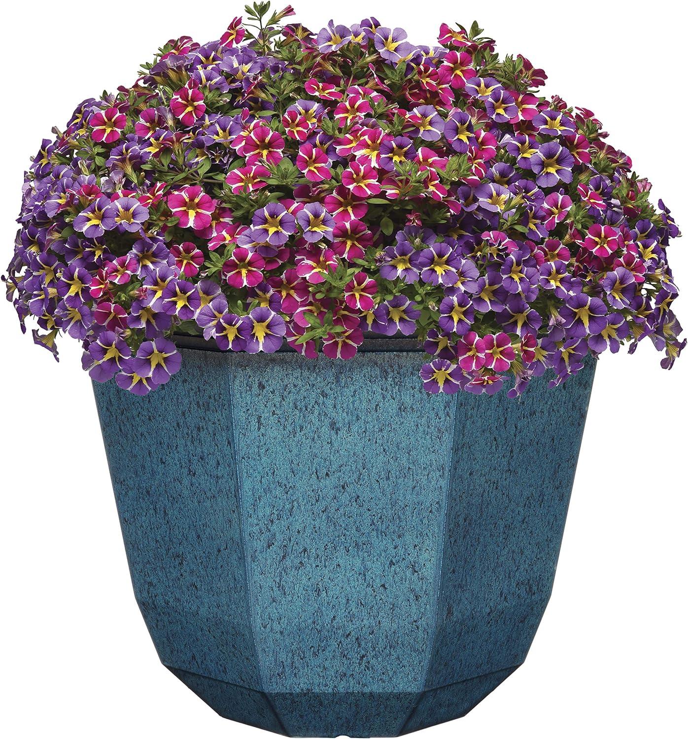 Shaina 15" Indigo Speckle Resin Outdoor Planter