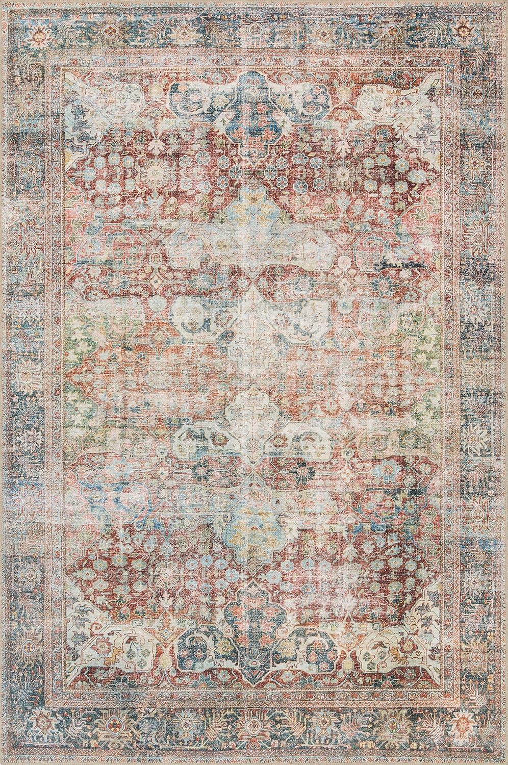 Brick and Multi Oriental Hand-knotted Synthetic Rug 3'6" x 5'6"