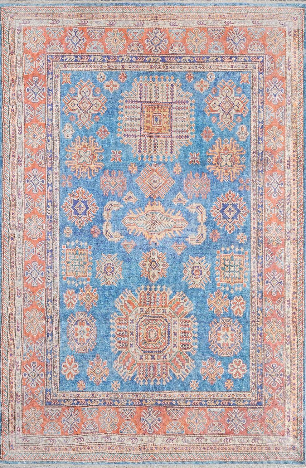 Chandler Blue and Multicolor Hand-Knotted Wool Area Rug