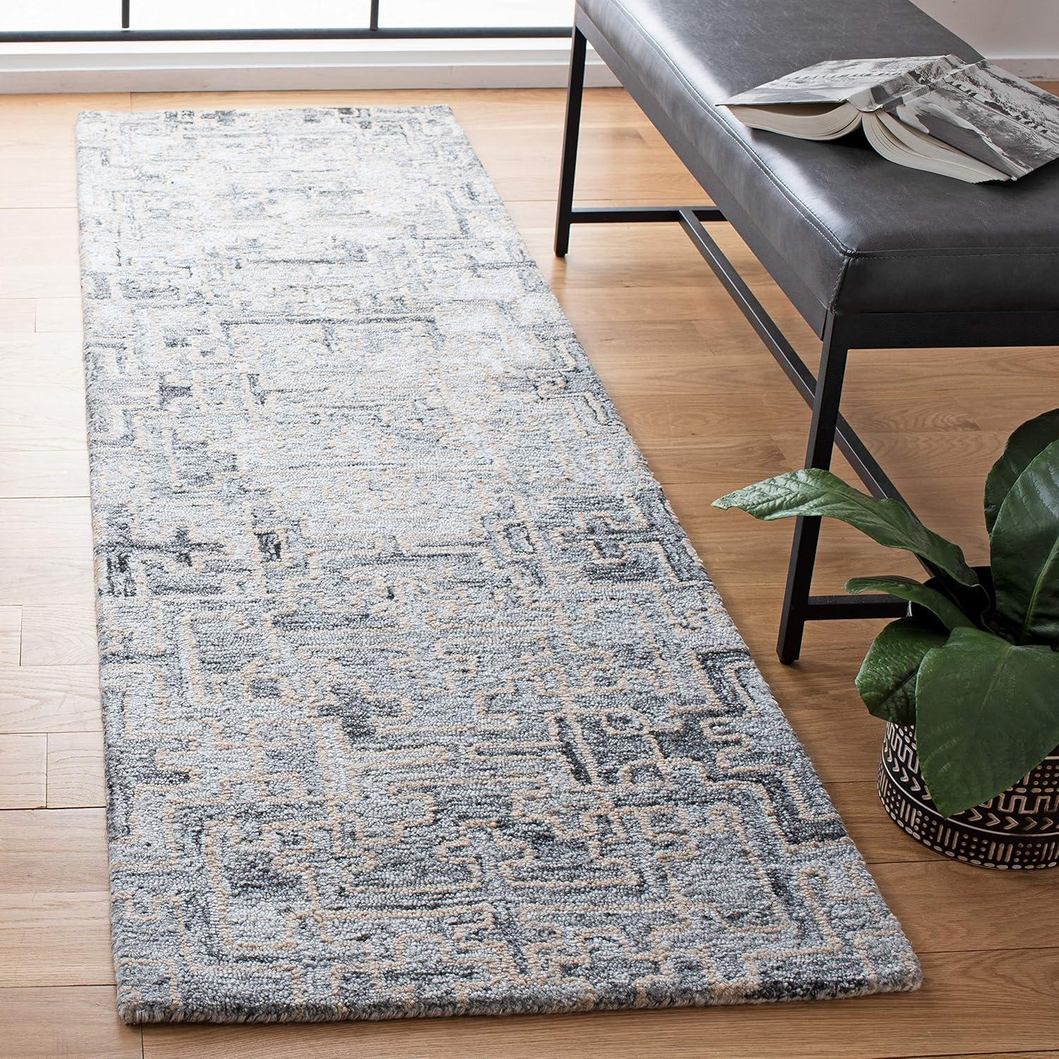 SAFAVIEH Abstract Edvin Geometric Runner Rug, Ivory/Black, 2'3" x 6'