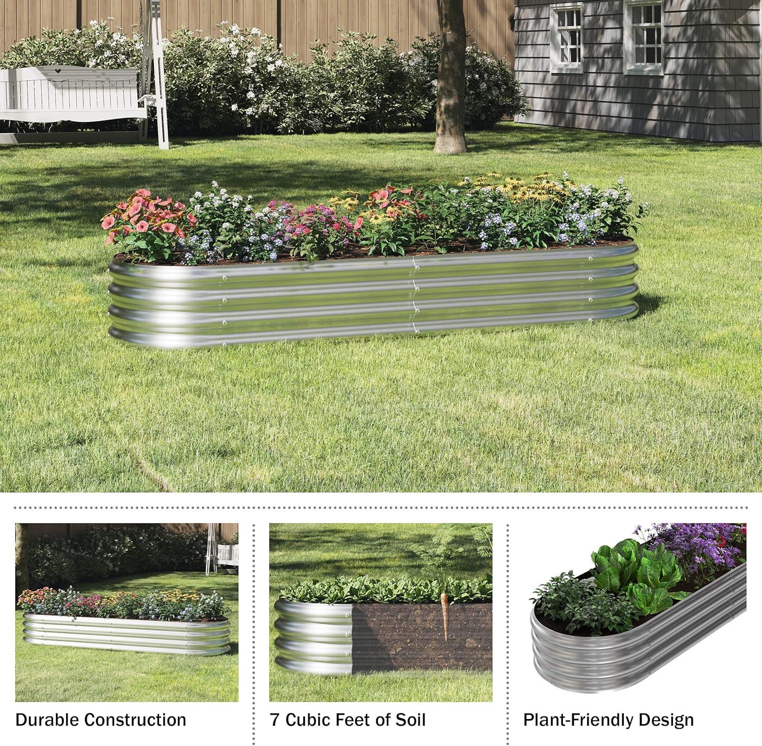 Galvanized Raised Garden Bed - 82x35x11in Planter Box with Open Bottom and Anti-Rust Coating - Easy-to-Assemble Elevated Flower Bed by Home-Complete