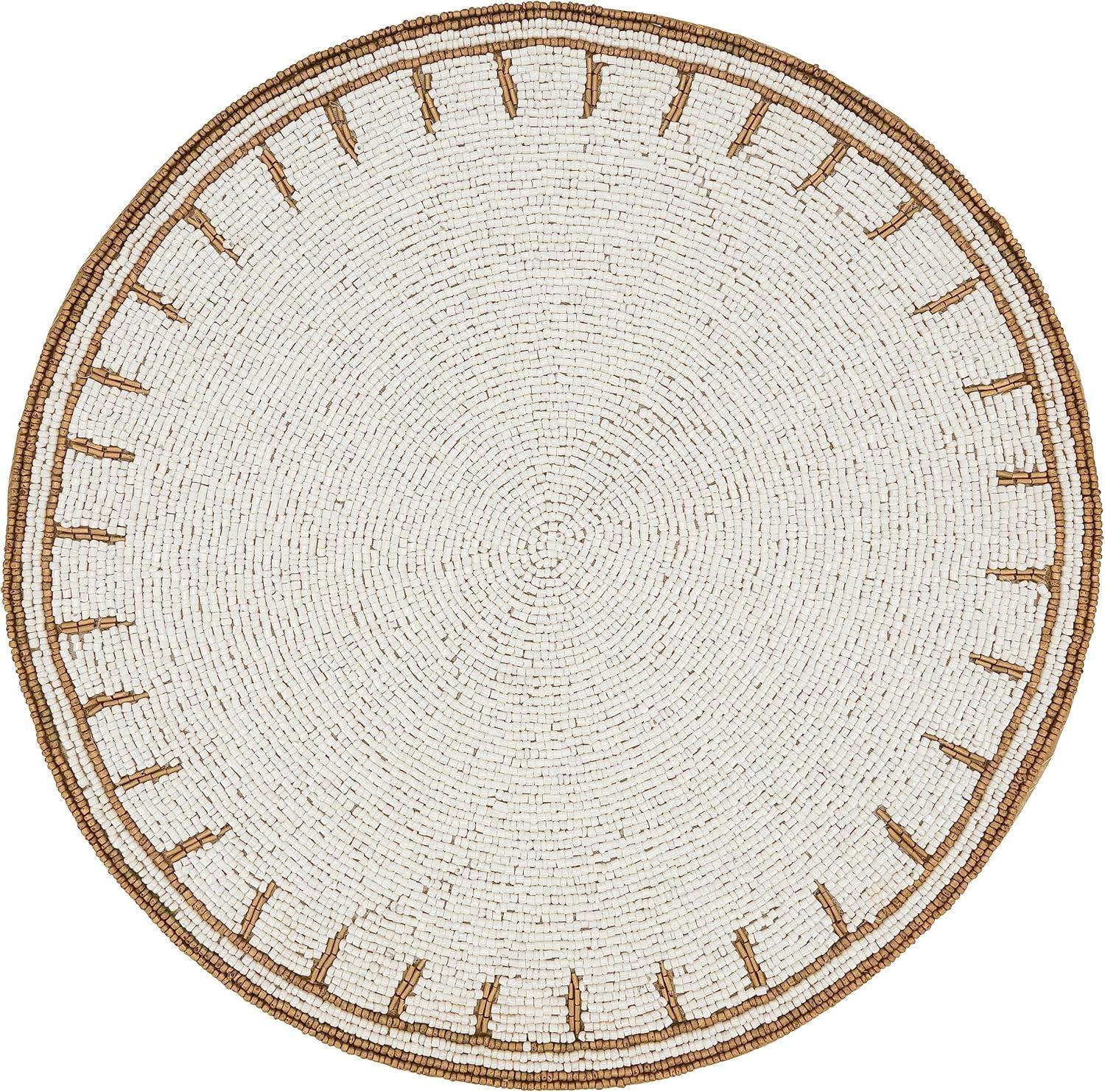 Ivory and Gold Beaded Round Placemats Set of 4