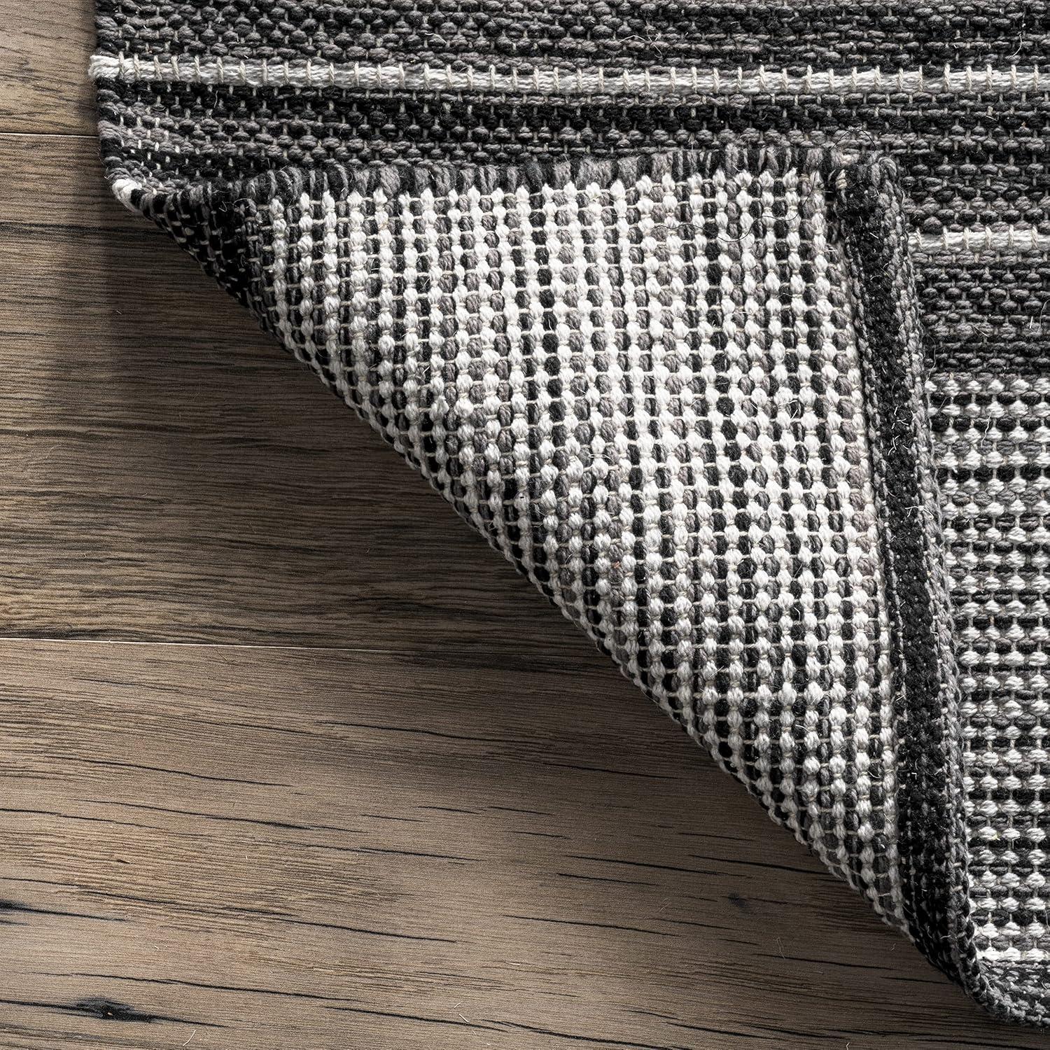 nuLOOM Missy Handmade Cotton Contemporary Diamond Flatweave Area Rug, 5' x 8', Grey