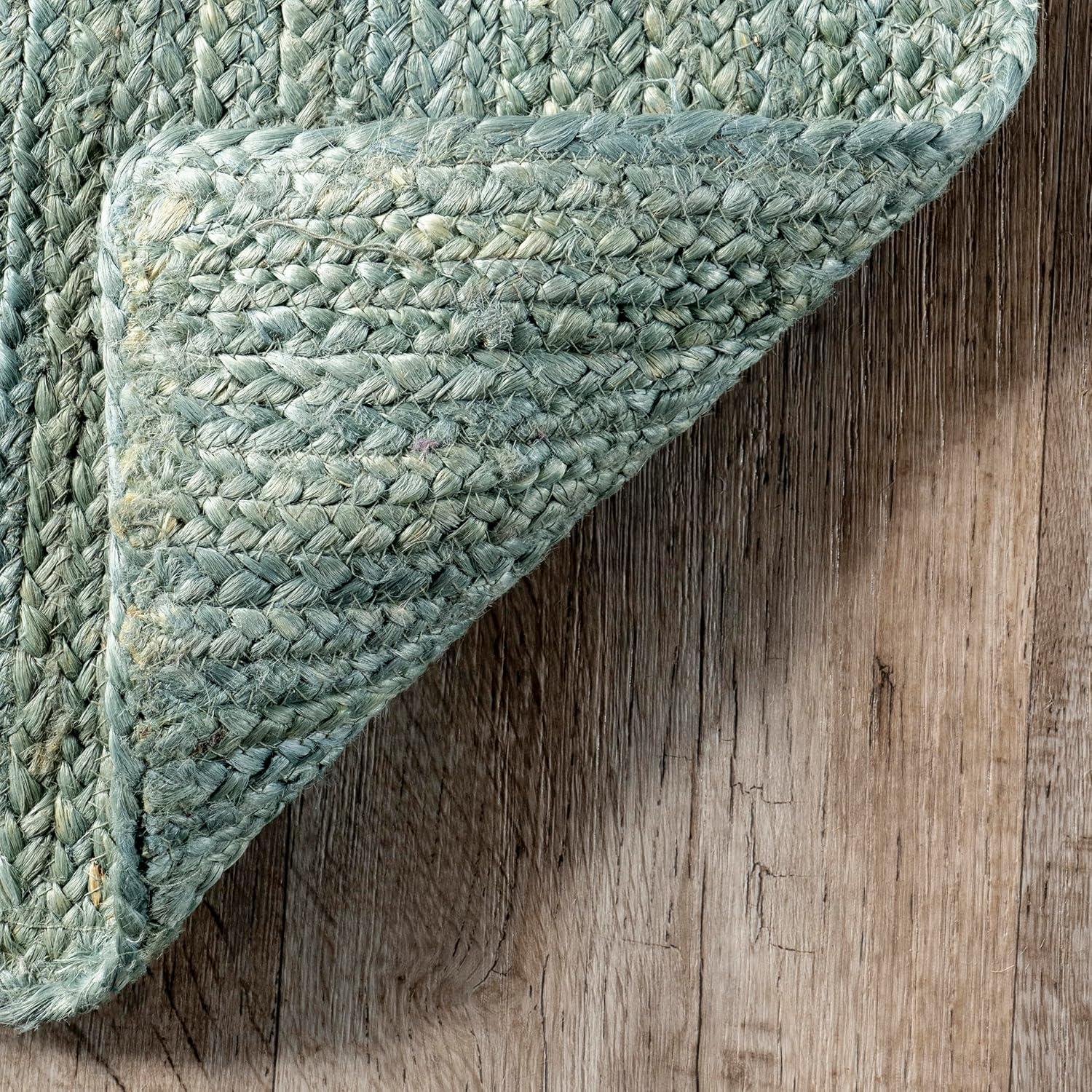 Nuloom 6x9 Rigo Jute Hand Woven Area Rug, Green, Solid Farmhouse Design, Natural Fiber Bedroom, Living Room, Kitchen