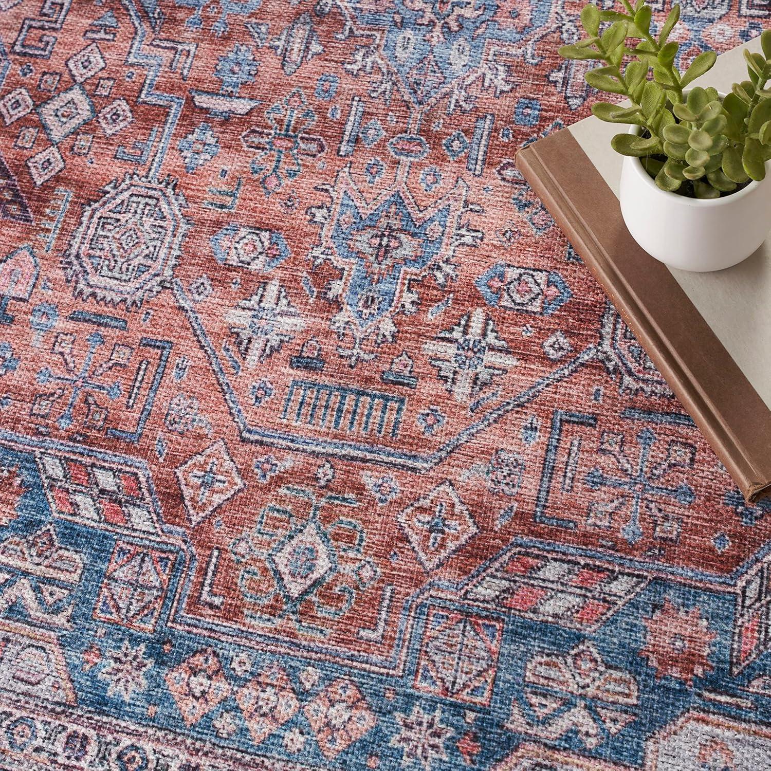 Nourison Washable Brilliance 4' x 6' Blue/Multi Vintage Indoor Rug