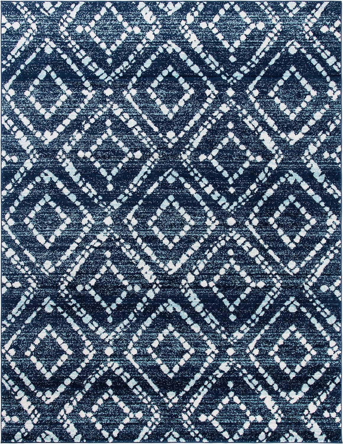 SAFAVIEH Adirondack Lecia Geometric Area Rug, Navy/Ivory, 9' x 12'