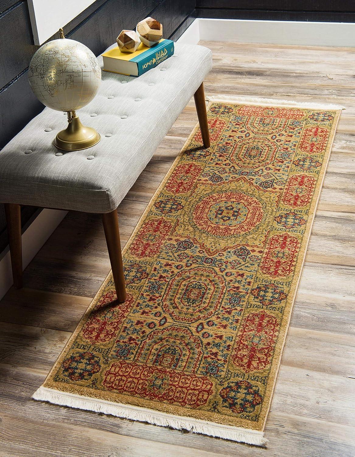 Unique Loom Palace Collection Area Rug - Amber (6' 1" x 9' Rectangle Light Blue/Light Brown)