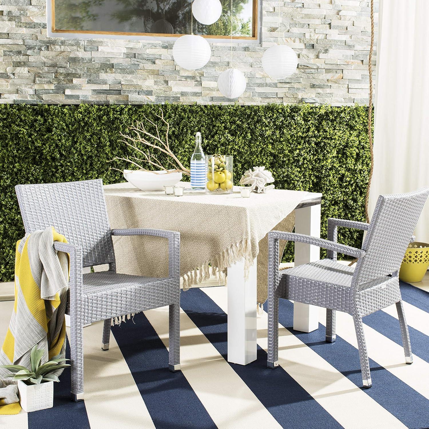 Kelda Stackable Arm Chair Indoor/Outdoor (Set Of 2) - PAT4004 - Grey - Safavieh