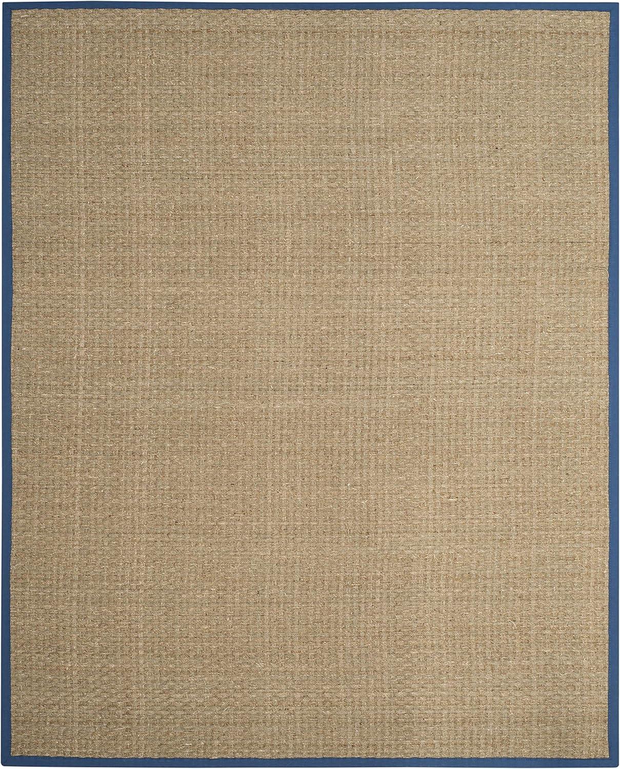 SAFAVIEH Natural Fiber Arbor Bordered Area Rug, Natural/Navy, 9' x 12'