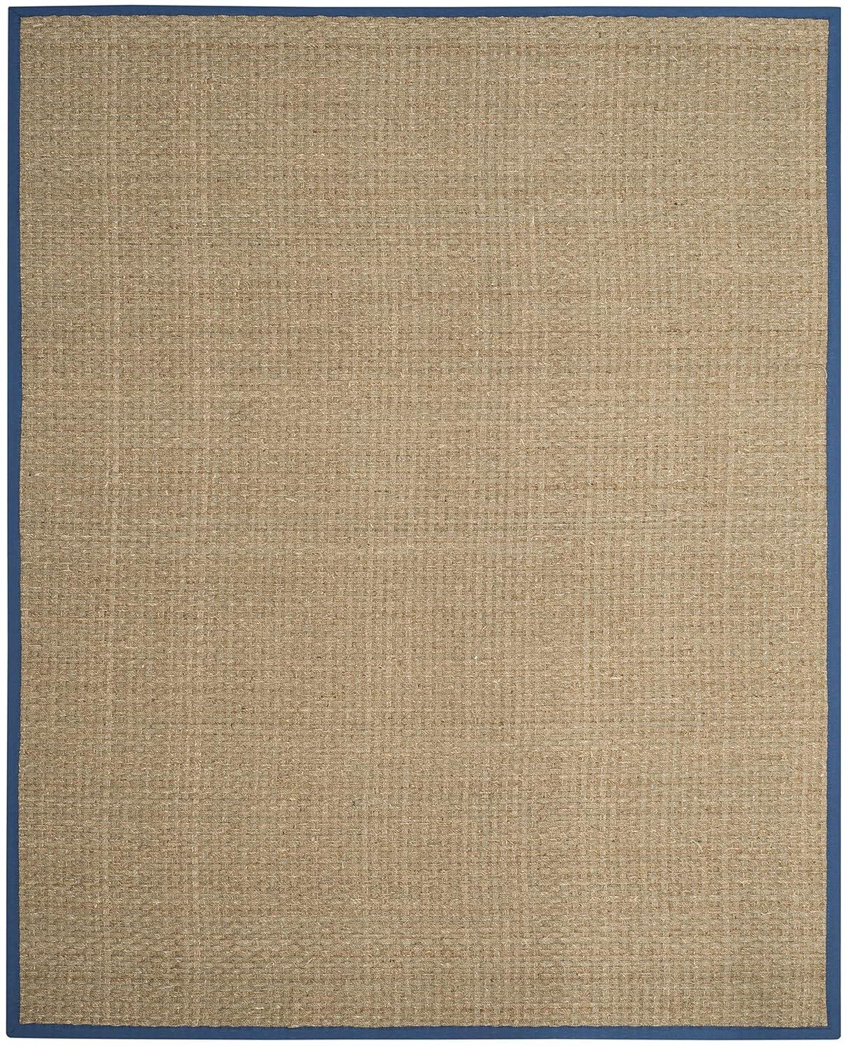 SAFAVIEH Natural Fiber Arbor Bordered Area Rug, Natural/Navy, 9' x 12'