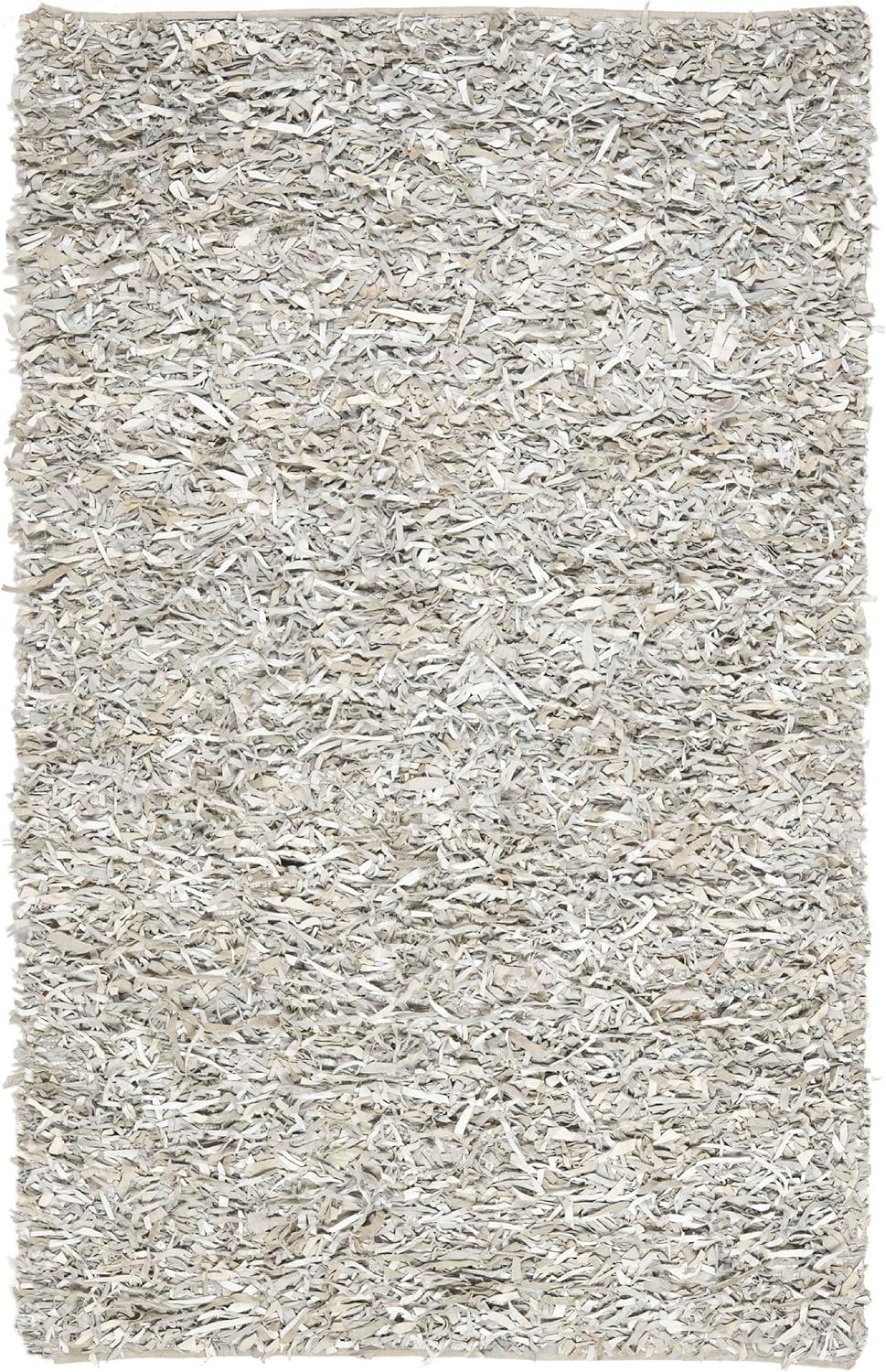 SAFAVIEH Mariam Leather Shag Area Rug, White, 4' x 6'