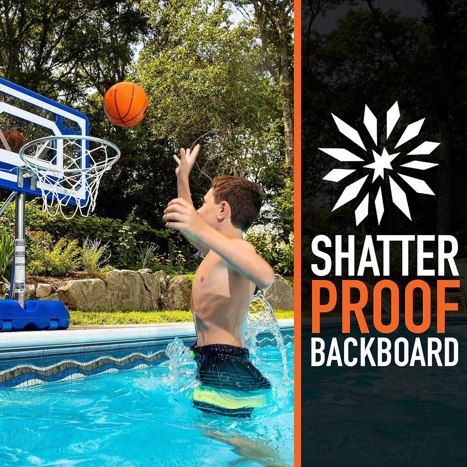 Portable Blue and White Steel Poolside Basketball Hoop