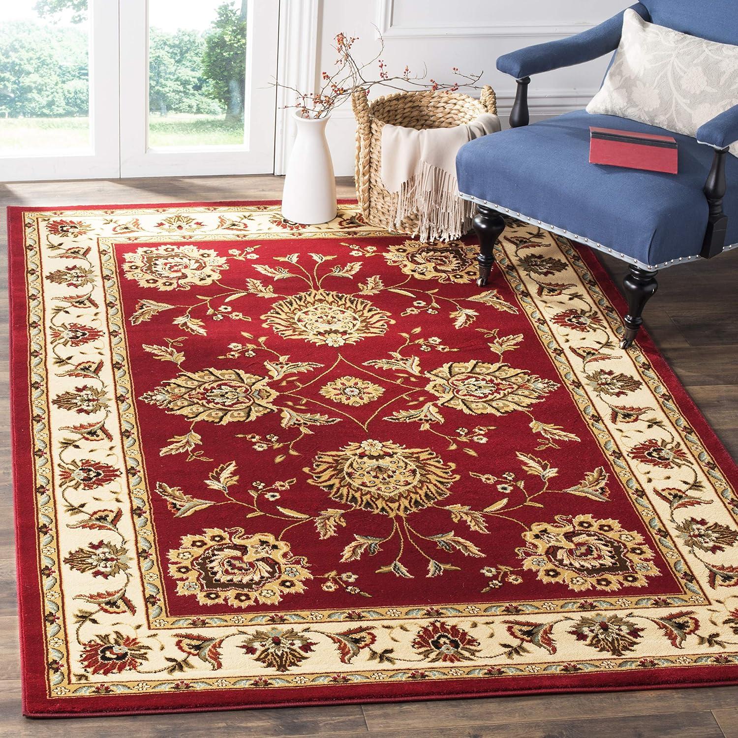 Lyndhurst LNH555 Power Loomed Area Rug - Red/Ivory - 6'7"x9'6" - Safavieh