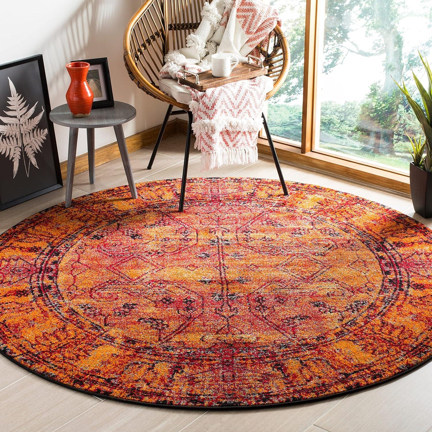Vintage Hamadan VTH216 Power Loomed Accent Rug - Orange - 3'x3' - Safavieh.