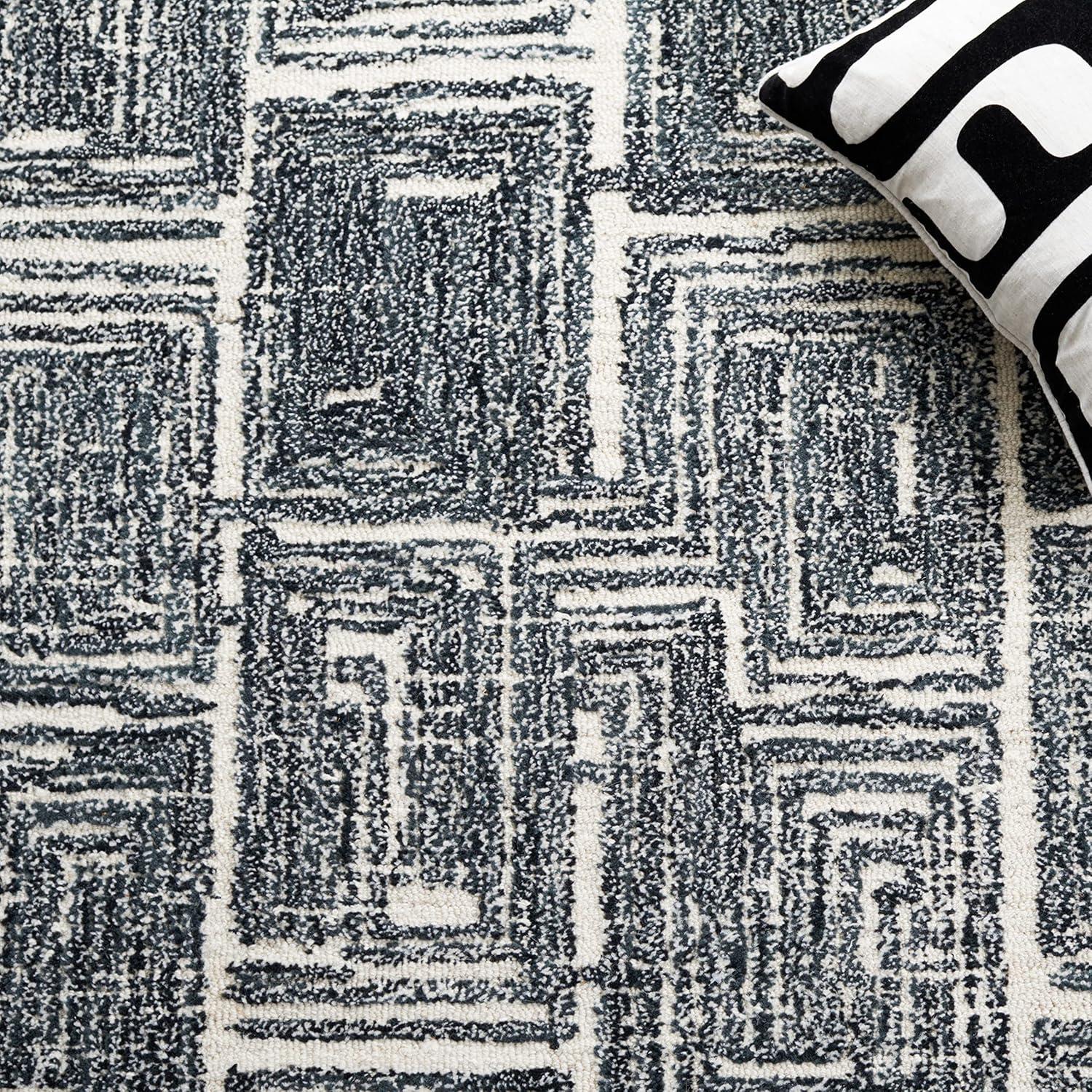 Metro MET177 Hand Tufted Indoor Area Rug - Black/Ivory - 4'x6' - Safavieh