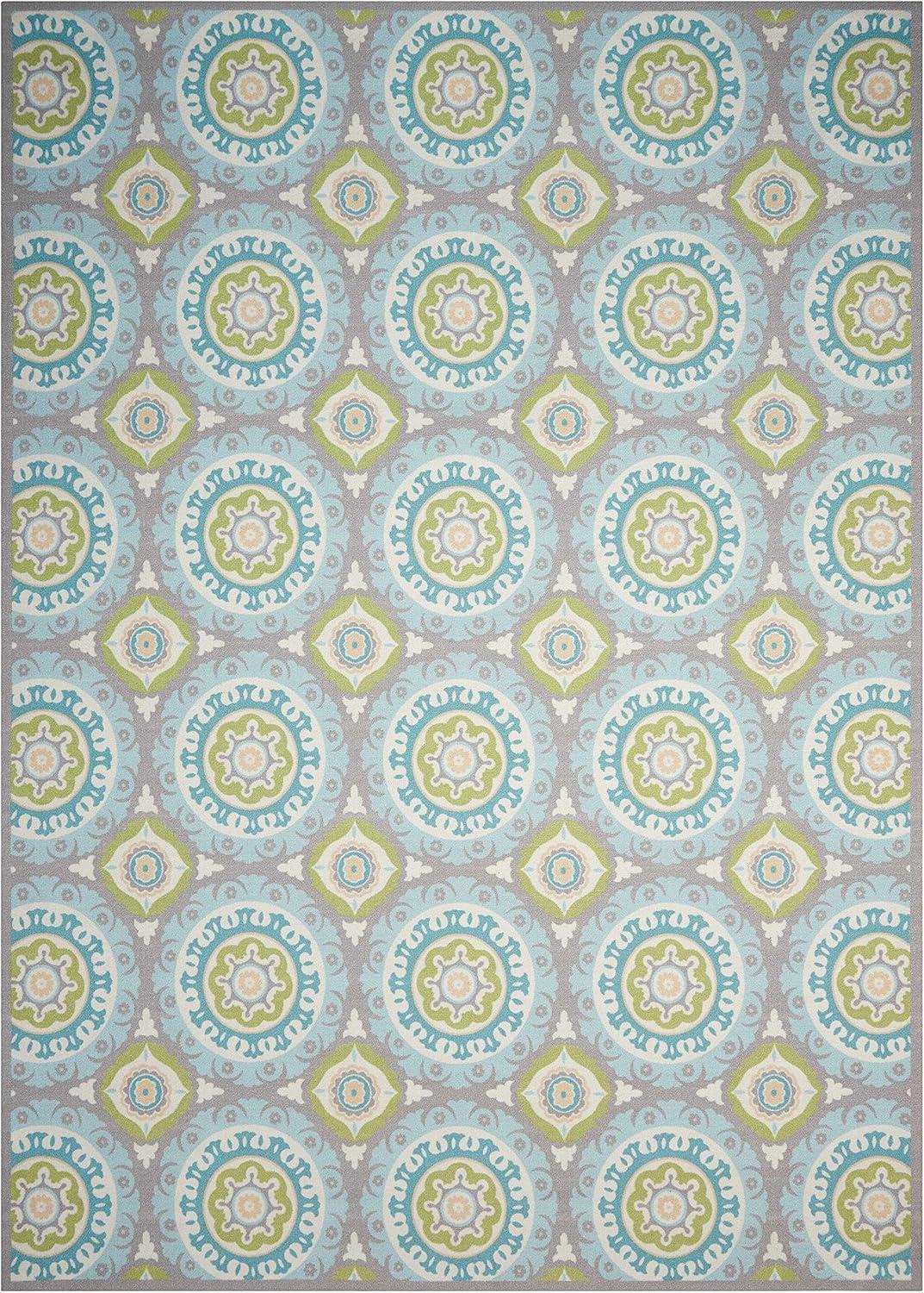 Waverly Sun & Shade "Solar Flair" Jade Indoor/Outdoor Area Rug by Nourison SND16 4'3" x 6'3"