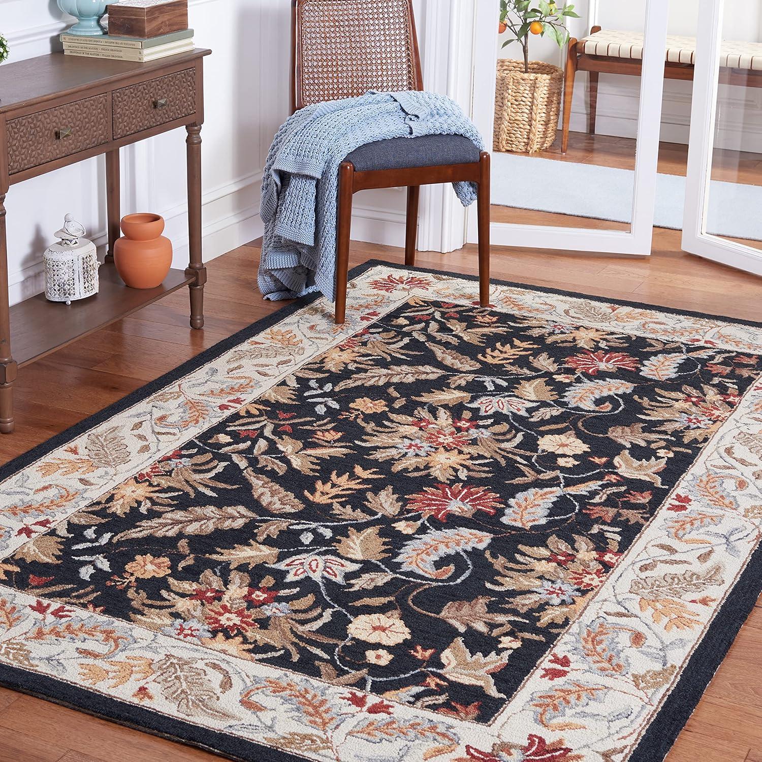 SAFAVIEH Chelsea Alaia Floral Wool Area Rug, Light Blue, 6' x 6' Square