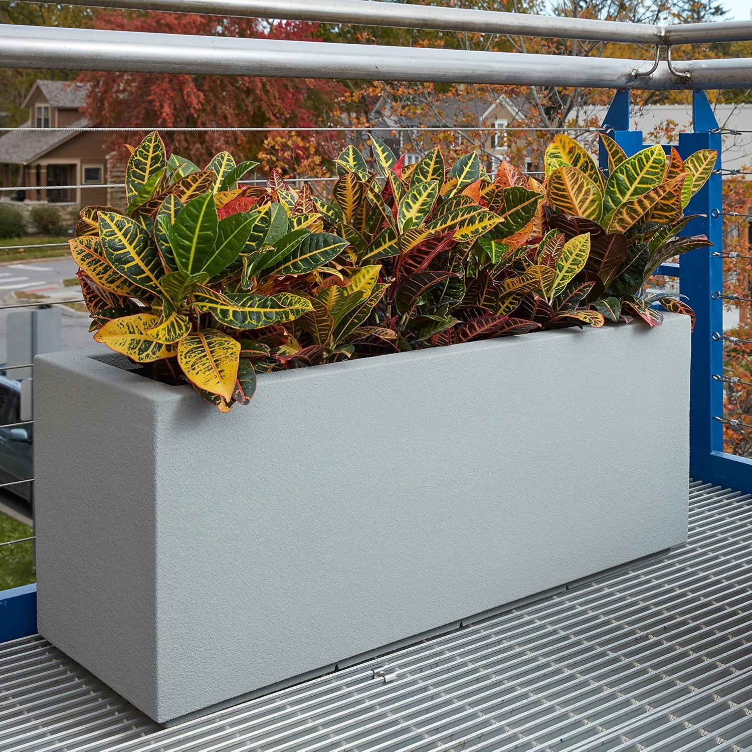 Milan Tall 46 in. x 17 in. Concrete Gray Composite Trough