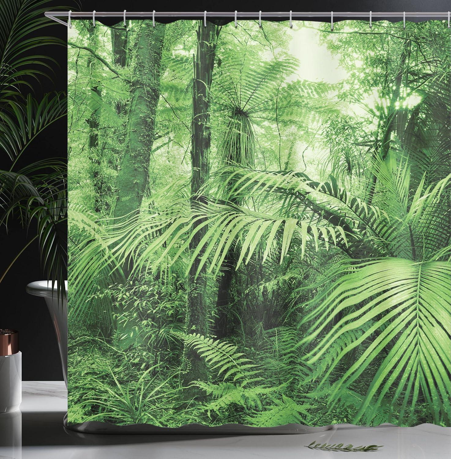 Ambesonne Nature Shower Curtain, Palm Trees Exotic Plants, 69"Wx70"L, Green