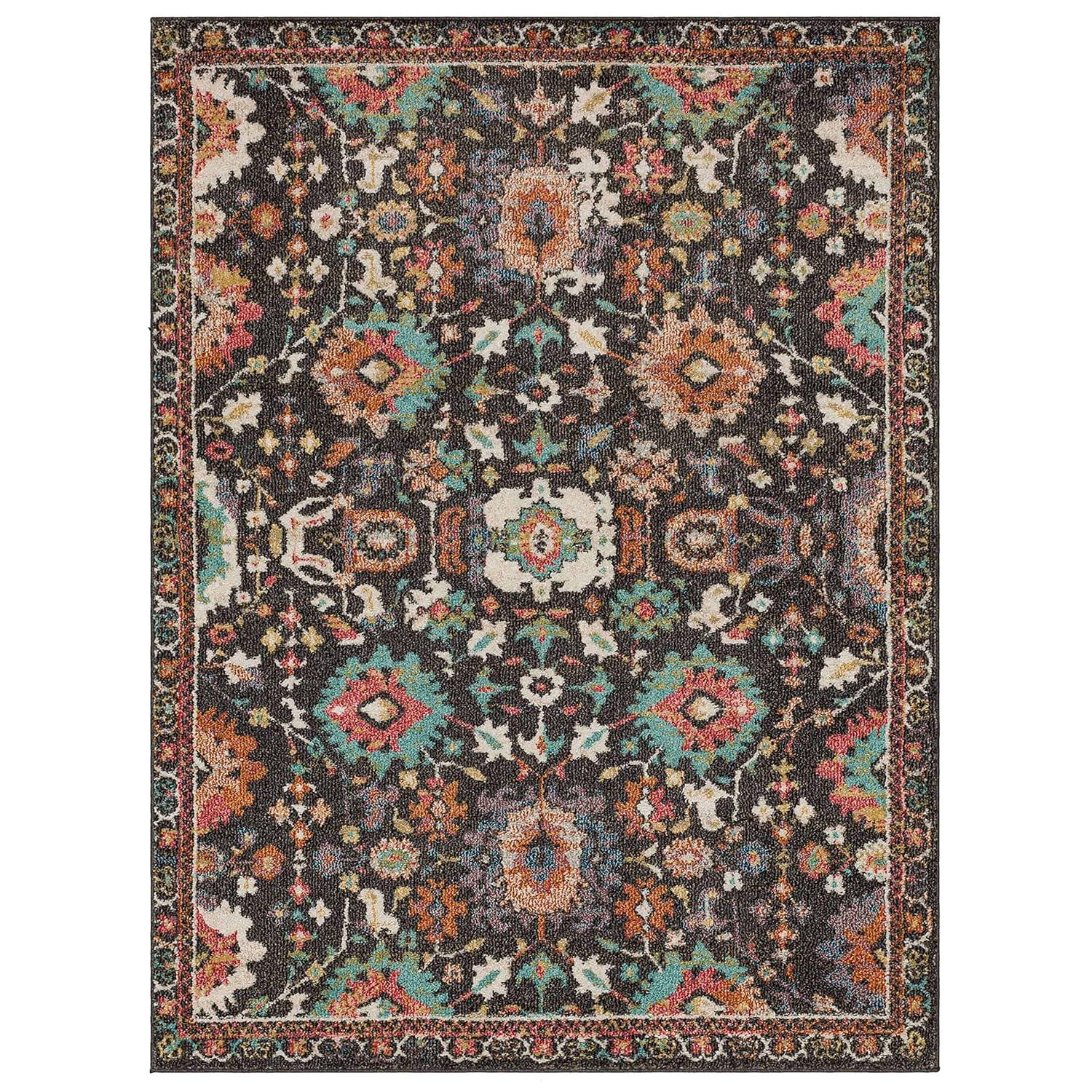 Mohawk Home Norwood Charcoal Grey 1' 11" x 3' Boho Ornamental Area Rug Perfect for Living Room, Dining Room, Office