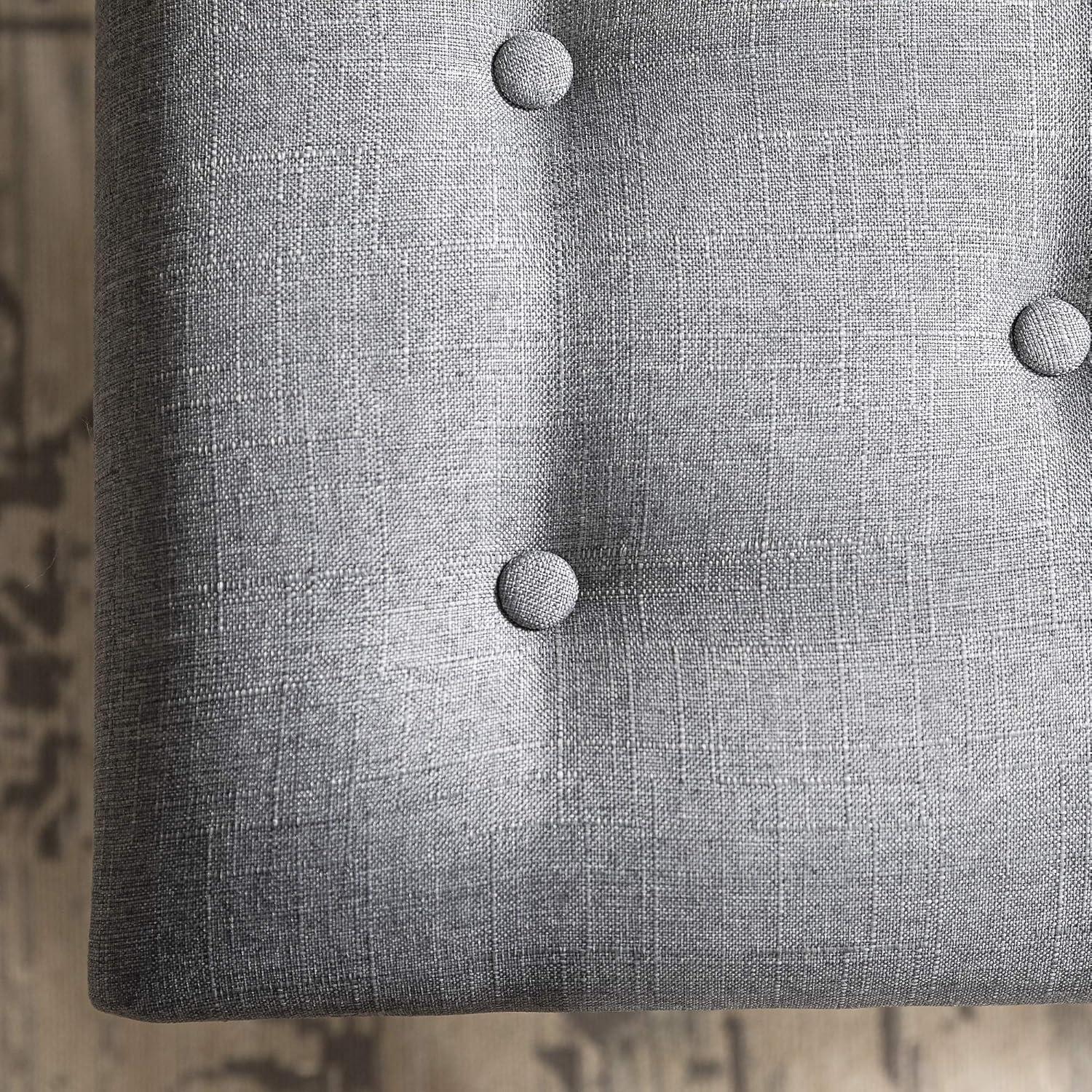 Walker Edison Marcus 30" Square Tufted Fabric Upholstered Ottoman in Gray