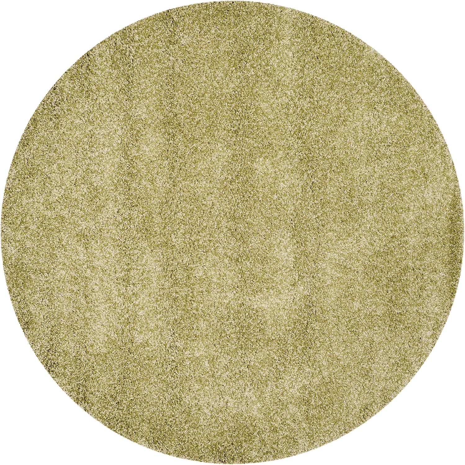 SAFAVIEH California Solid Plush Shag Area Rug, Green, 4' x 4' Round