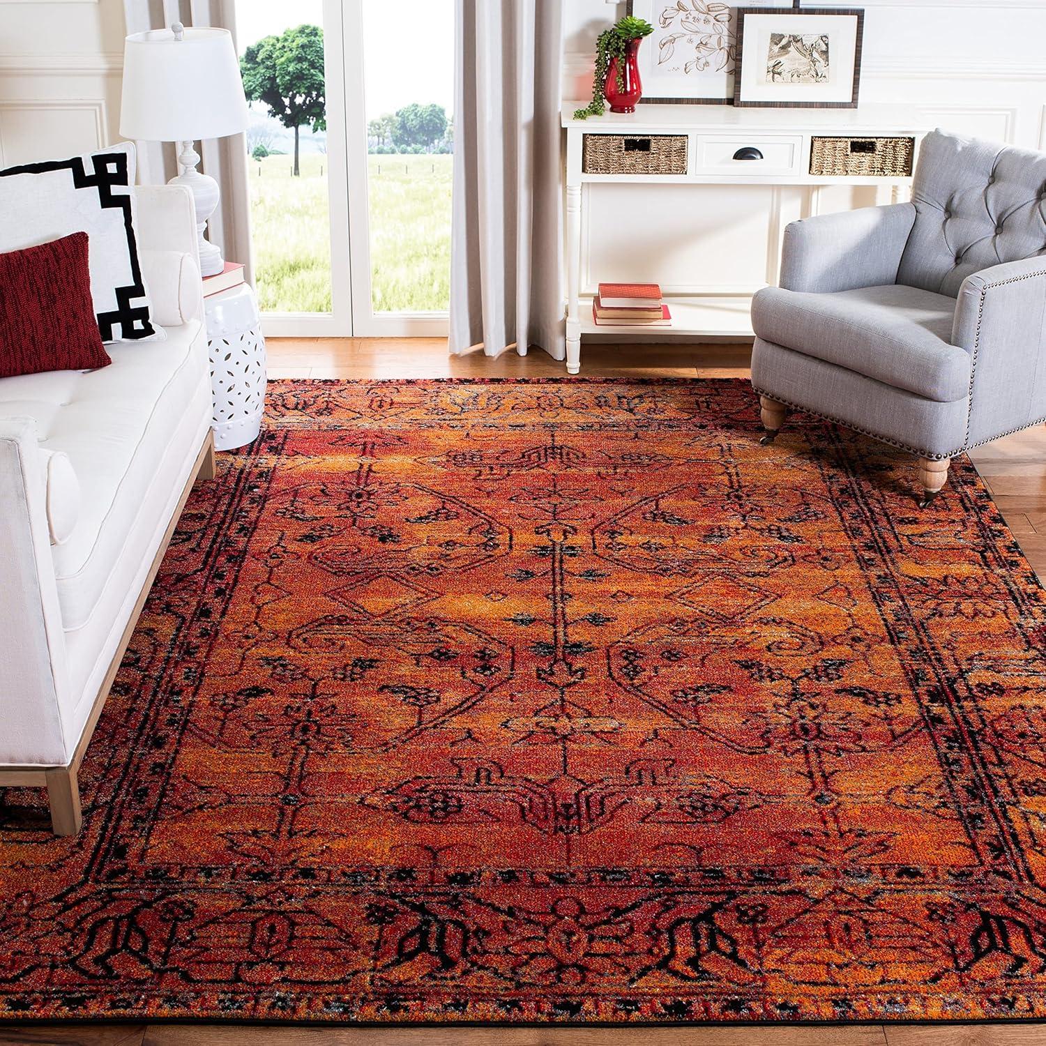 Vintage Hamadan VTH216 Power Loomed Accent Rug - Orange - 3'x3' - Safavieh.