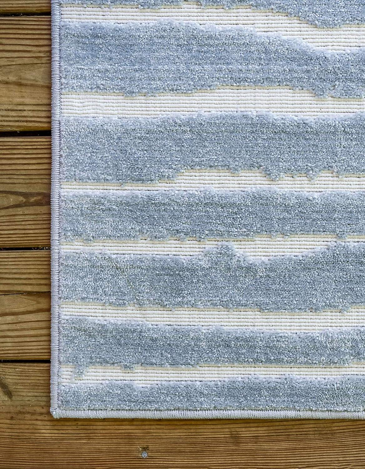 Sabrina Soto Indoor / Outdoor Collection Area Rug - Ola (5'  x 8' Rectangle Light Blue/Ivory)