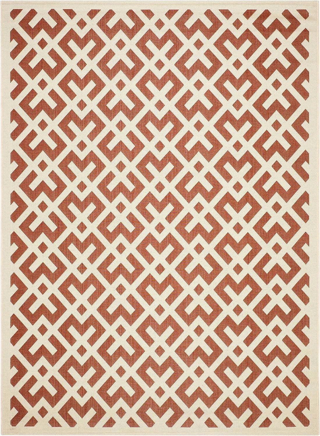 Courtyard CY6915 Power Loomed Indoor and Outdoor Area Rug - Red/Bone - 9'x12' - Safavieh