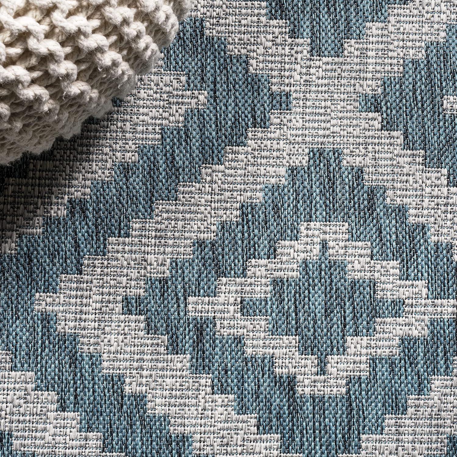 Reversible Sintra Diamond Blue/Gray Geometric Indoor/Outdoor Rug