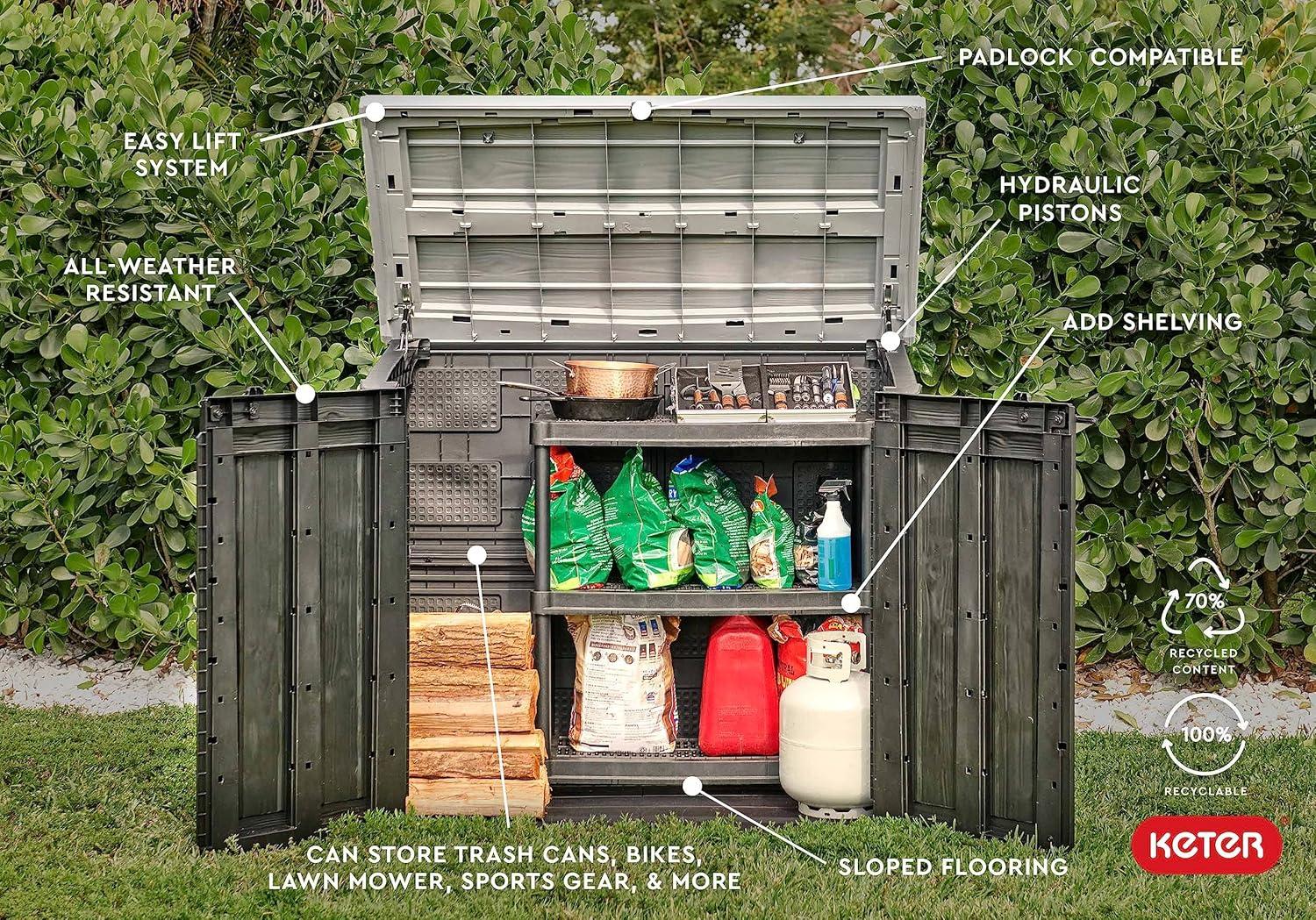 Keter Keter Store It Out Prime Durable Resin Outdoor Storage Shed With Floor and Double Doors for Garden Patio Furniture and Tools