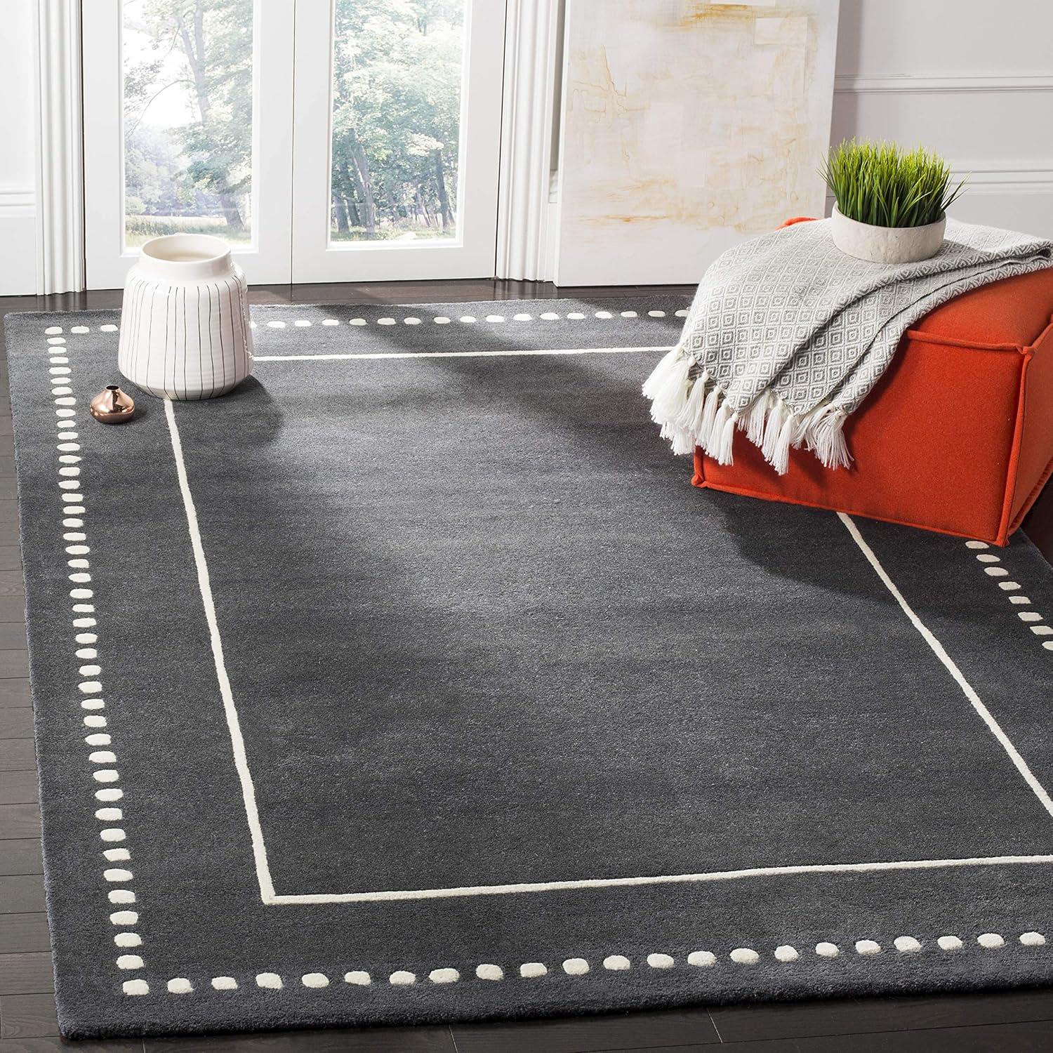 Bella BEL151 Hand Tufted Area Rug - Dark Grey/Ivory - 4'x6' - Safavieh.