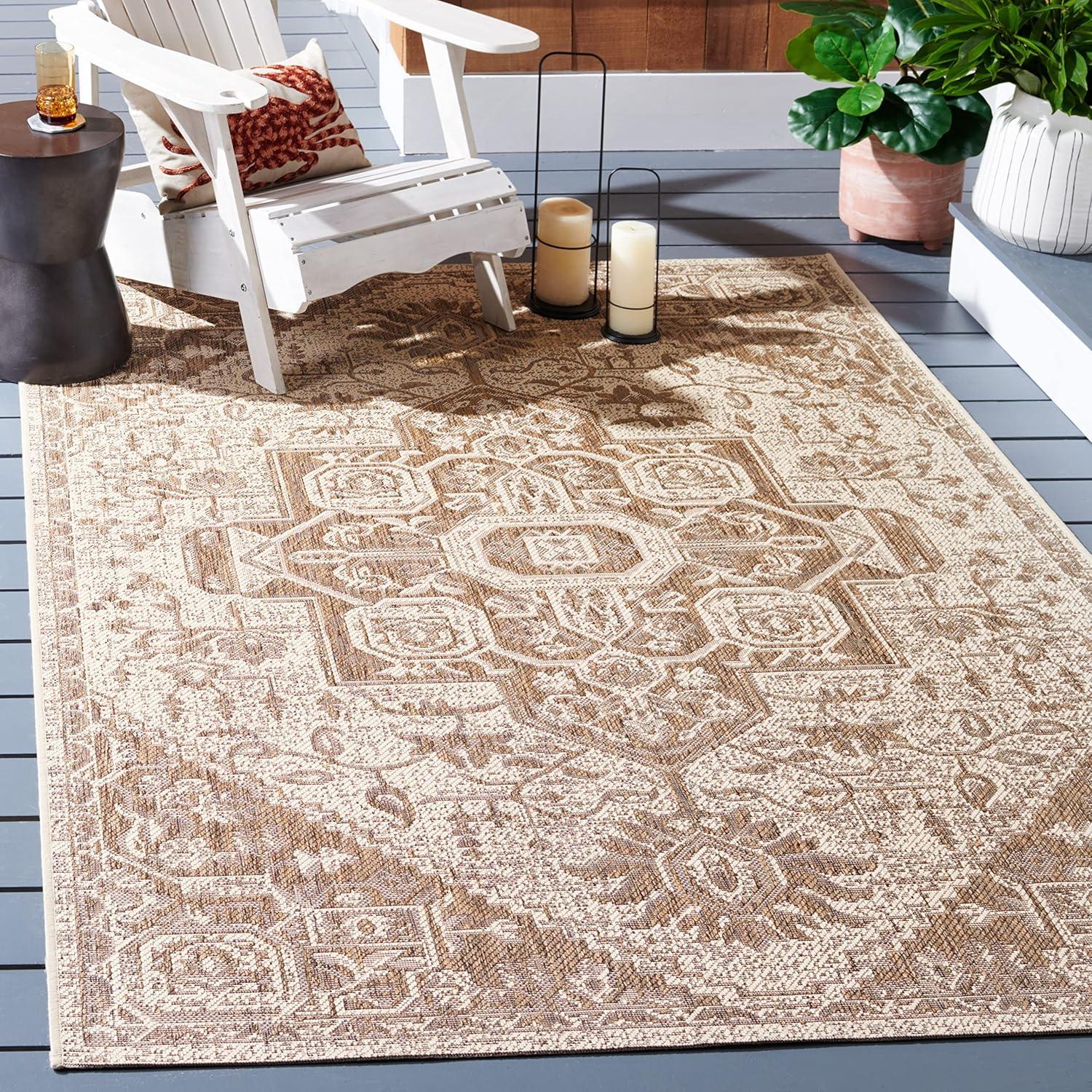 SAFAVIEH Beach House Jose Geometric Indoor/Outdoor Area Rug Beige/Cream, 4' x 6'