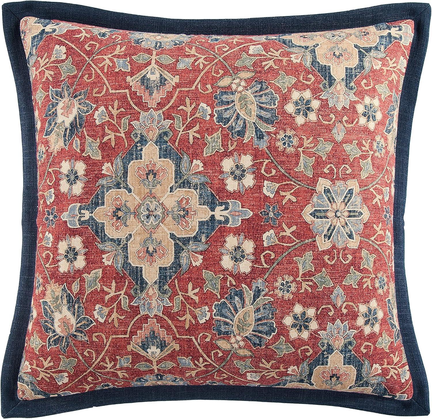 Melinda Red/Navy Floral Medallion Western Classic 27x27 inch Euro Sham