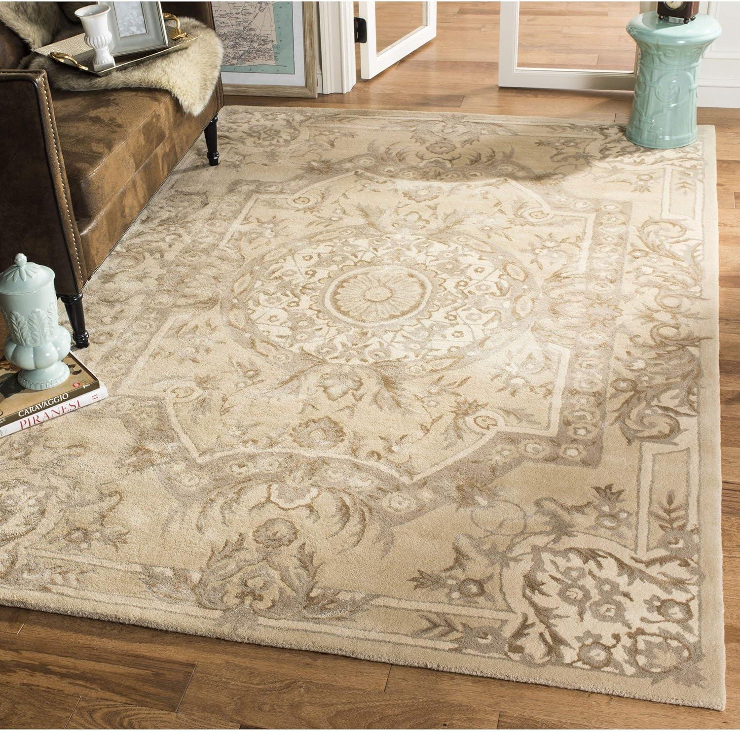 Savonnerie SAV623 Hand Tufted Area Rug - Sand - 8'x10' - Safavieh.