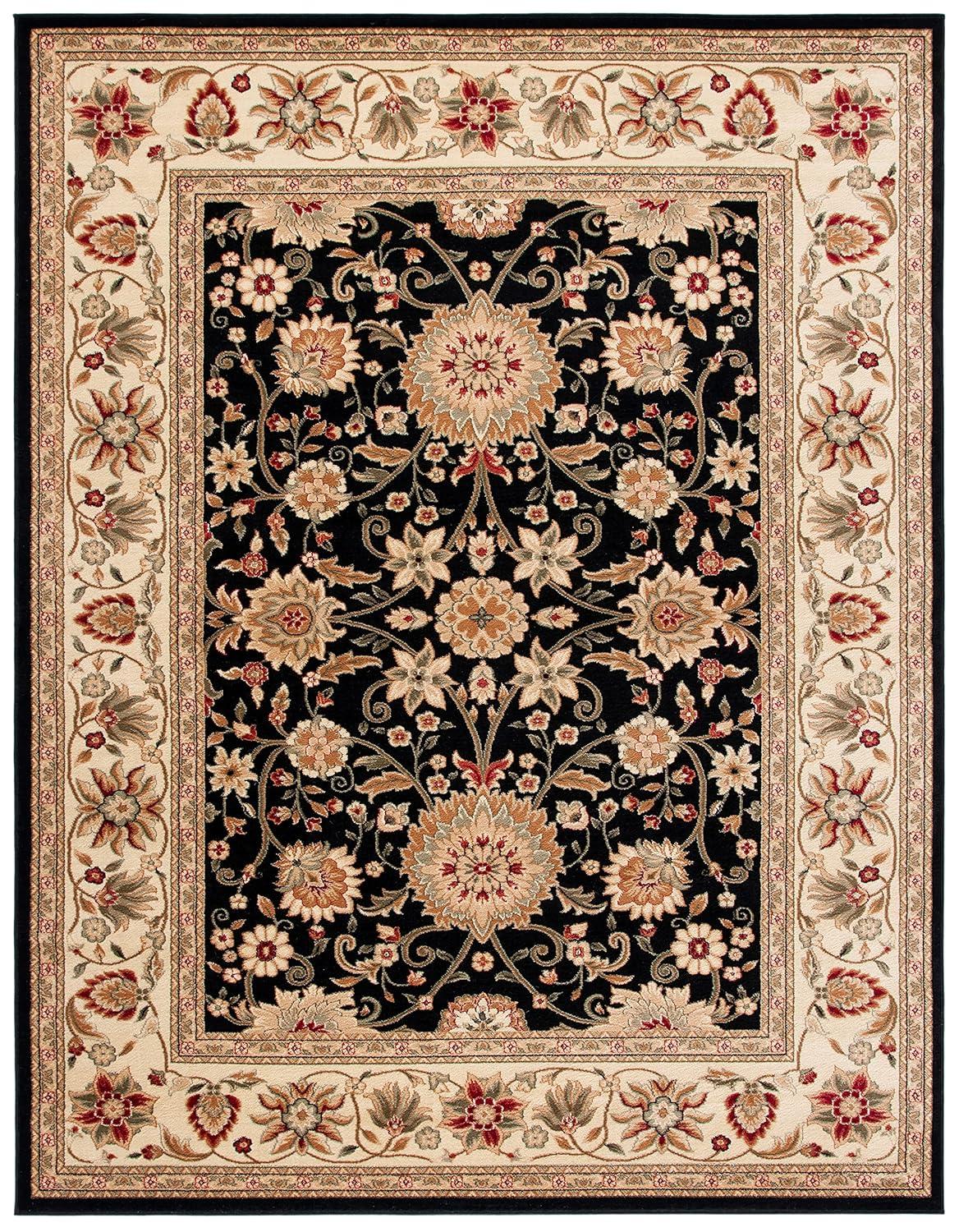 SAFAVIEH Lyndhurst Victoria Floral Area Rug, Black/Ivory, 11' x 15'