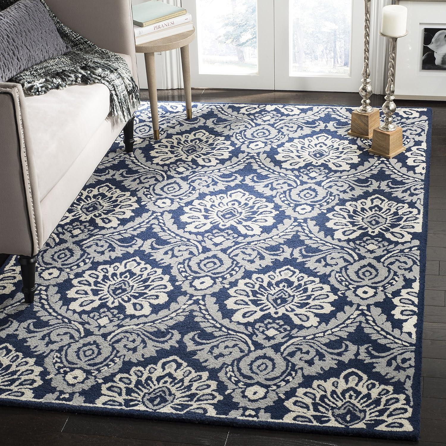 Blossom BLM106 Hand Tufted Indoor Area Rug - Blue/Ivory - 6'x9' - Safavieh