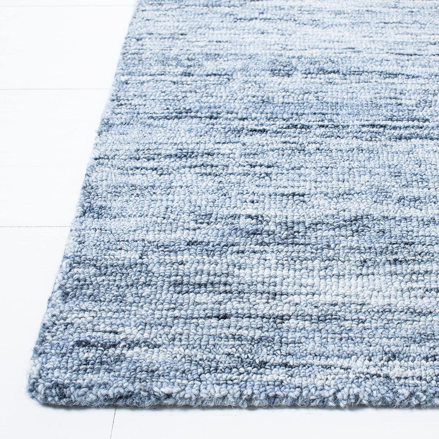 Blue Hand-Tufted Wool Runner Rug, 2'3" x 8'