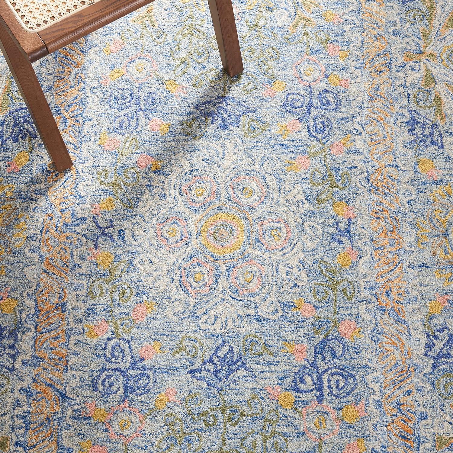 Handmade Blue Wool 9' x 12' Tufted Area Rug